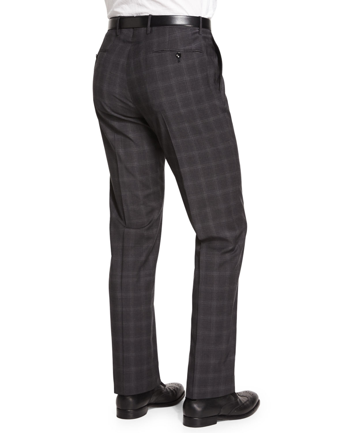 Super 150s Plaid Trousers, Gray