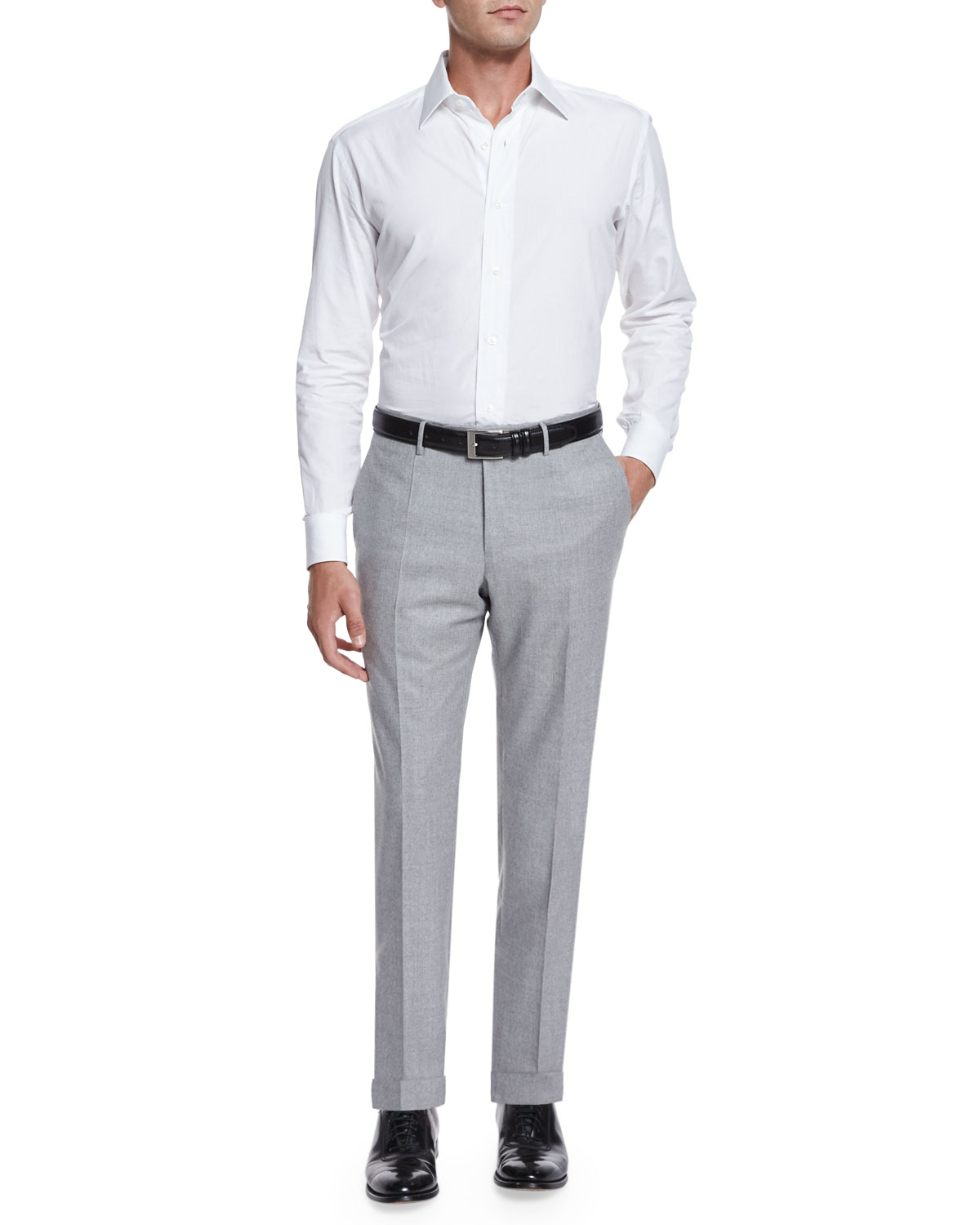 Super 150s Flannel Trousers, Gray