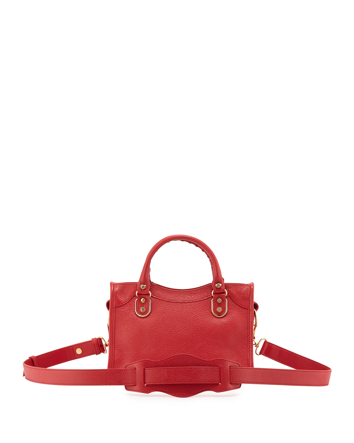 Metallic Edge City Mini AJ Satchel Bag, Red