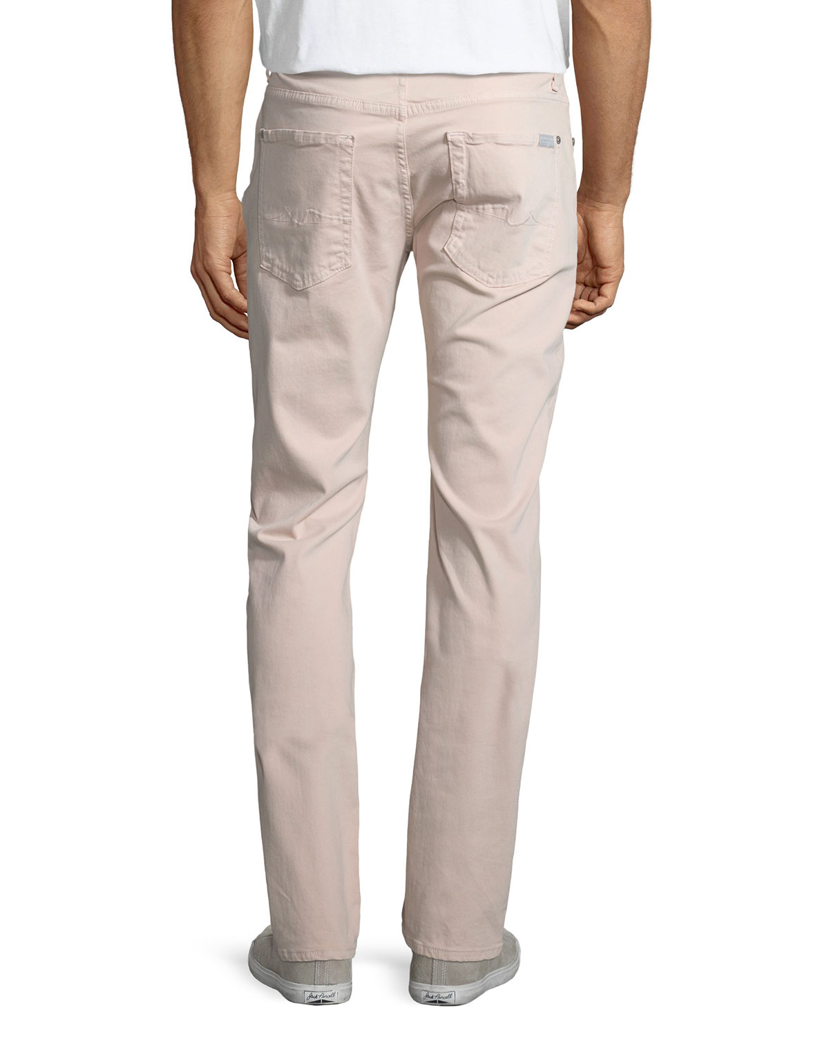Luxe Performance: Straight-Leg Sateen Jeans, Desert Rose