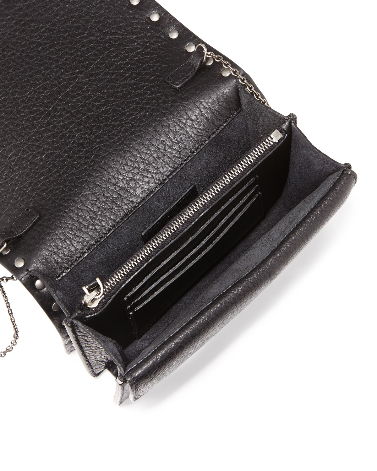 Rolling Rockstud Small Flap Chain Crossbody, Black