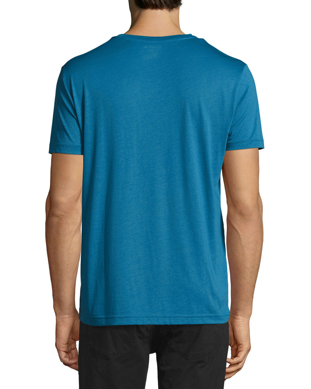 Pima Jersey V-Neck T-Shirt, Officer Blue