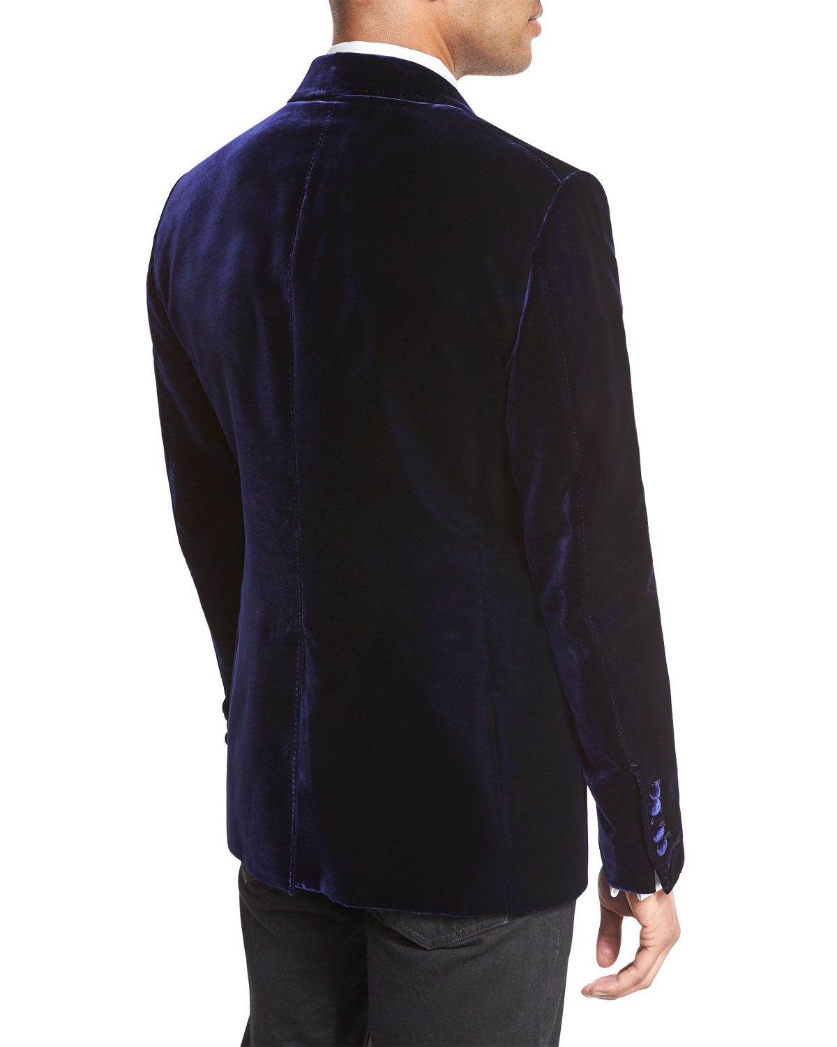 Mr. Ford Peak-Lapel Velvet Evening Jacket, Bright Blue