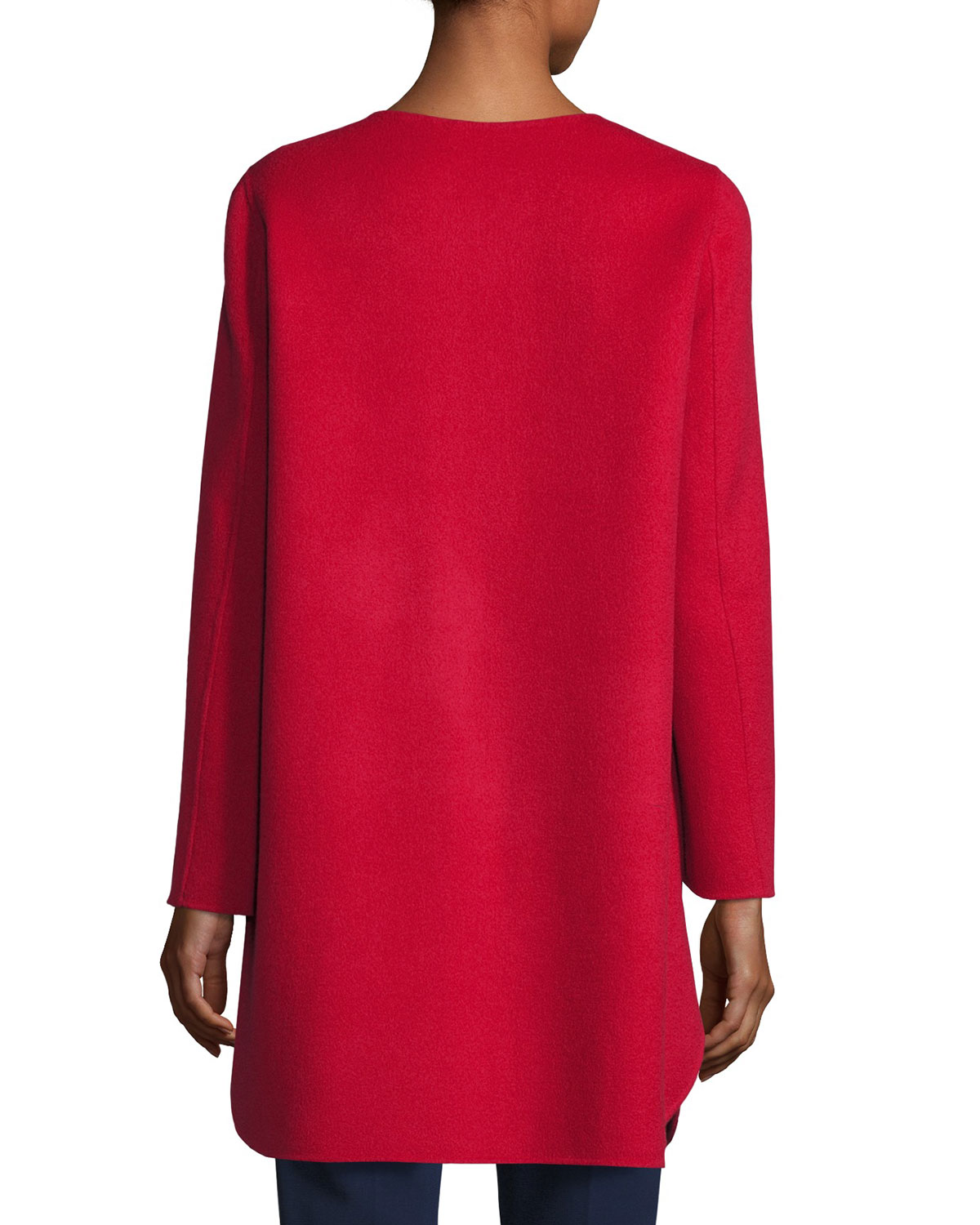 Double-Faced Wool Wrap Coat, Red