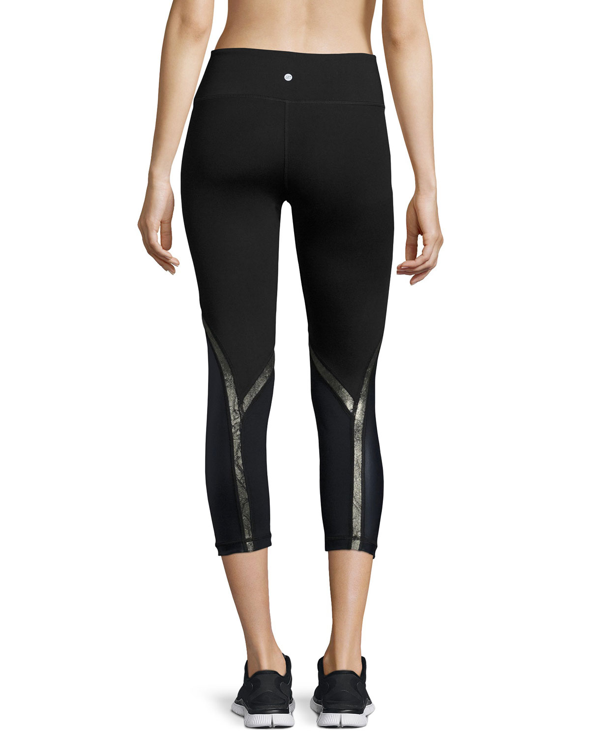Chance Coated-Panel Capri Performance Leggings, Navy