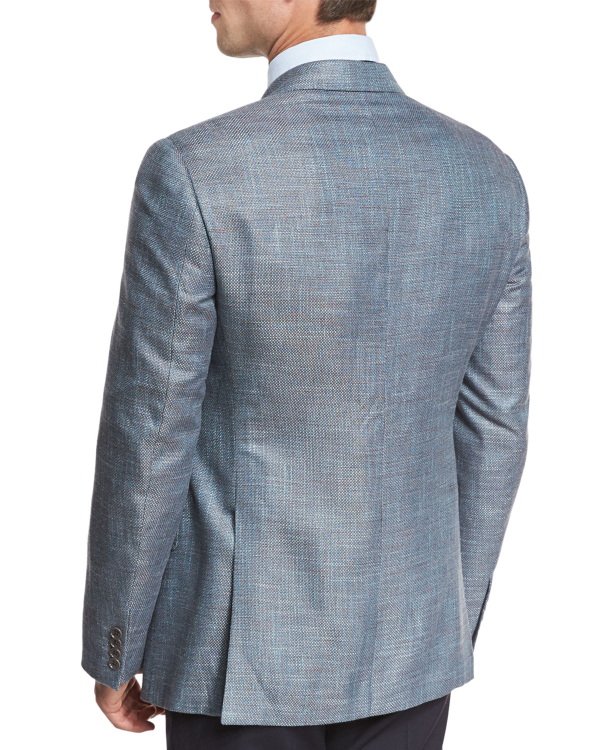 Textured Two-Button Sport Coat, Teal