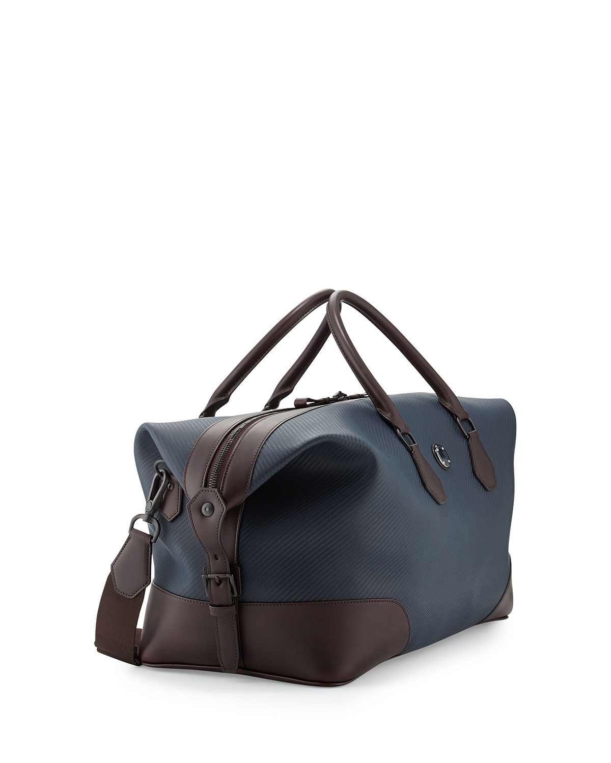 Chassis Leather Holdall Duffel Bag, Navy