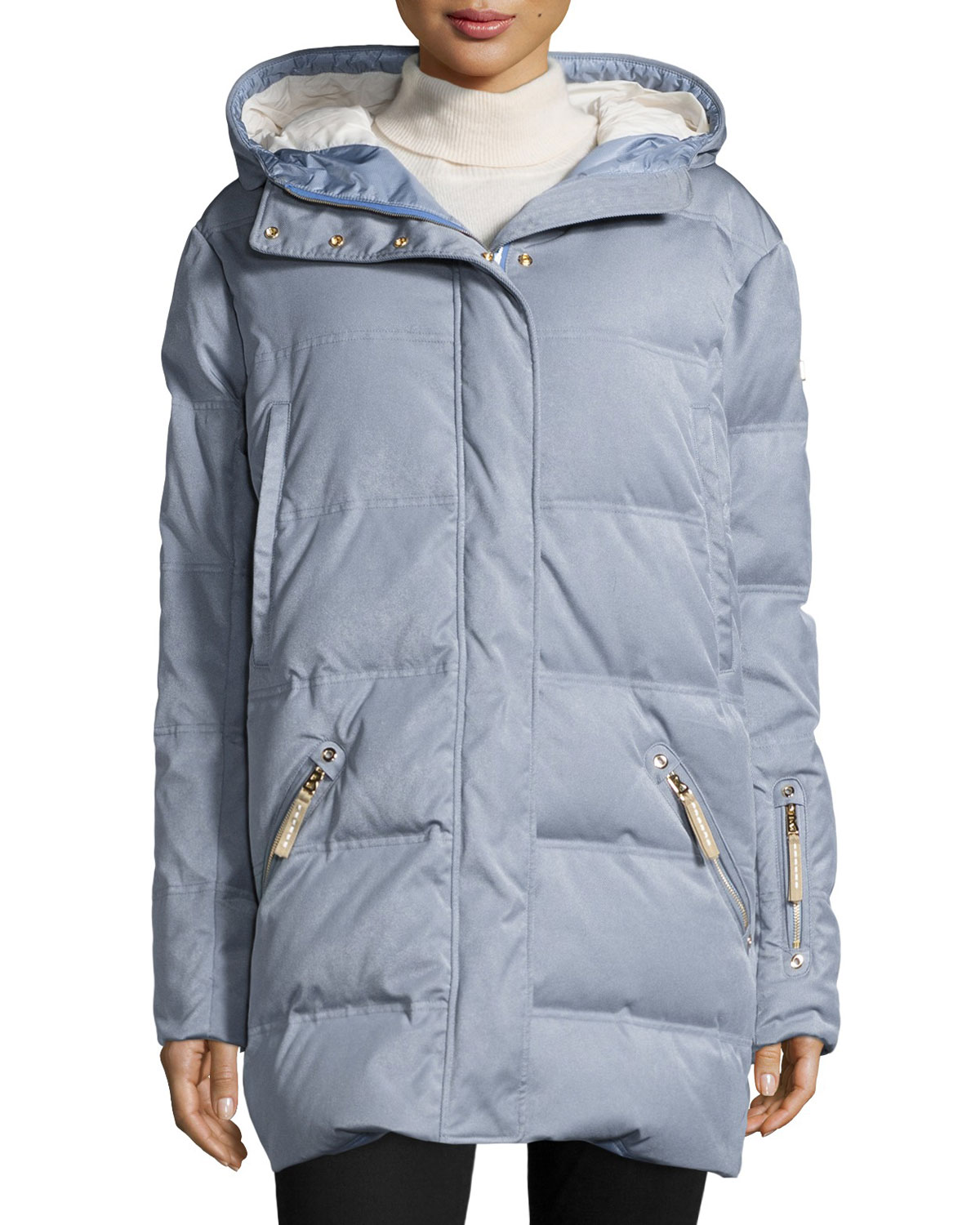 Michelin Hooded Down Coat, Platinum