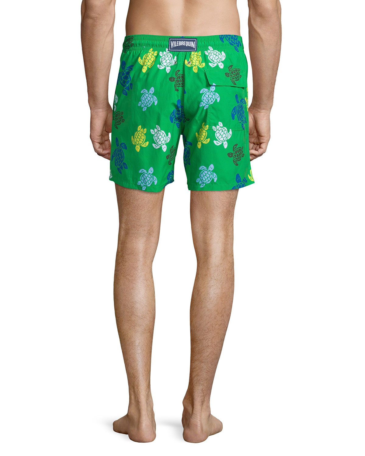 Moorea Turtle-Print Swim Trunks, Green