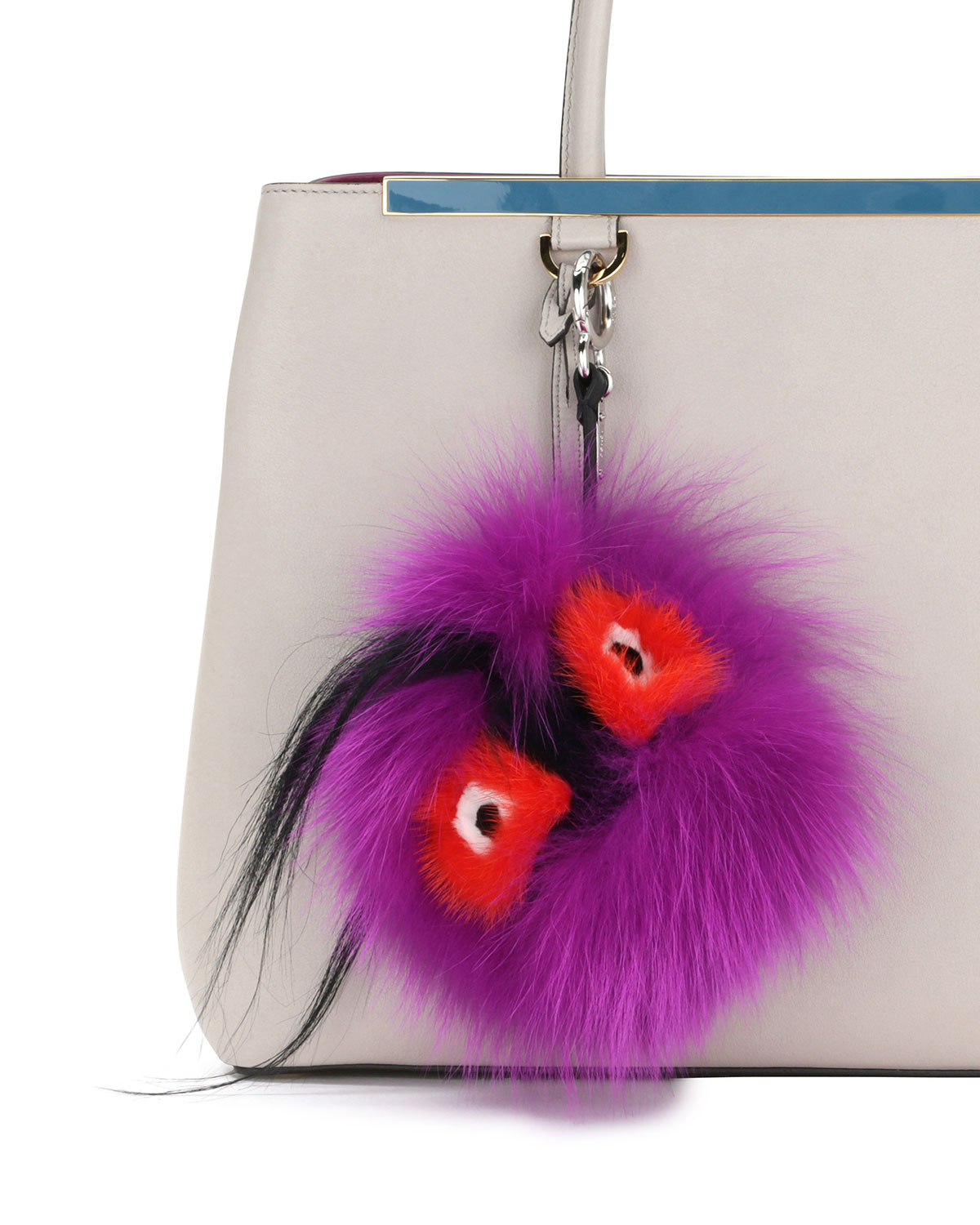 Monster Fur Charm for Handbag, Pink Multi