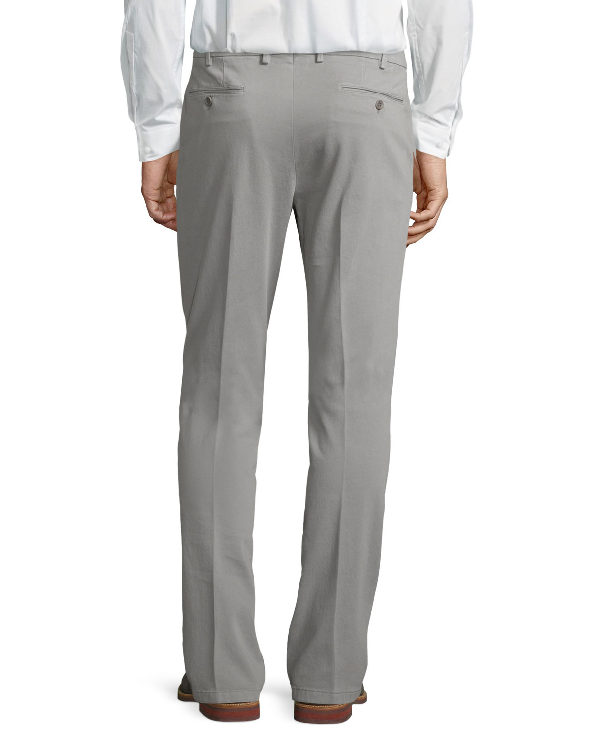 Soft Stretch-Cotton Slim-Fit Pants, Hot Gray