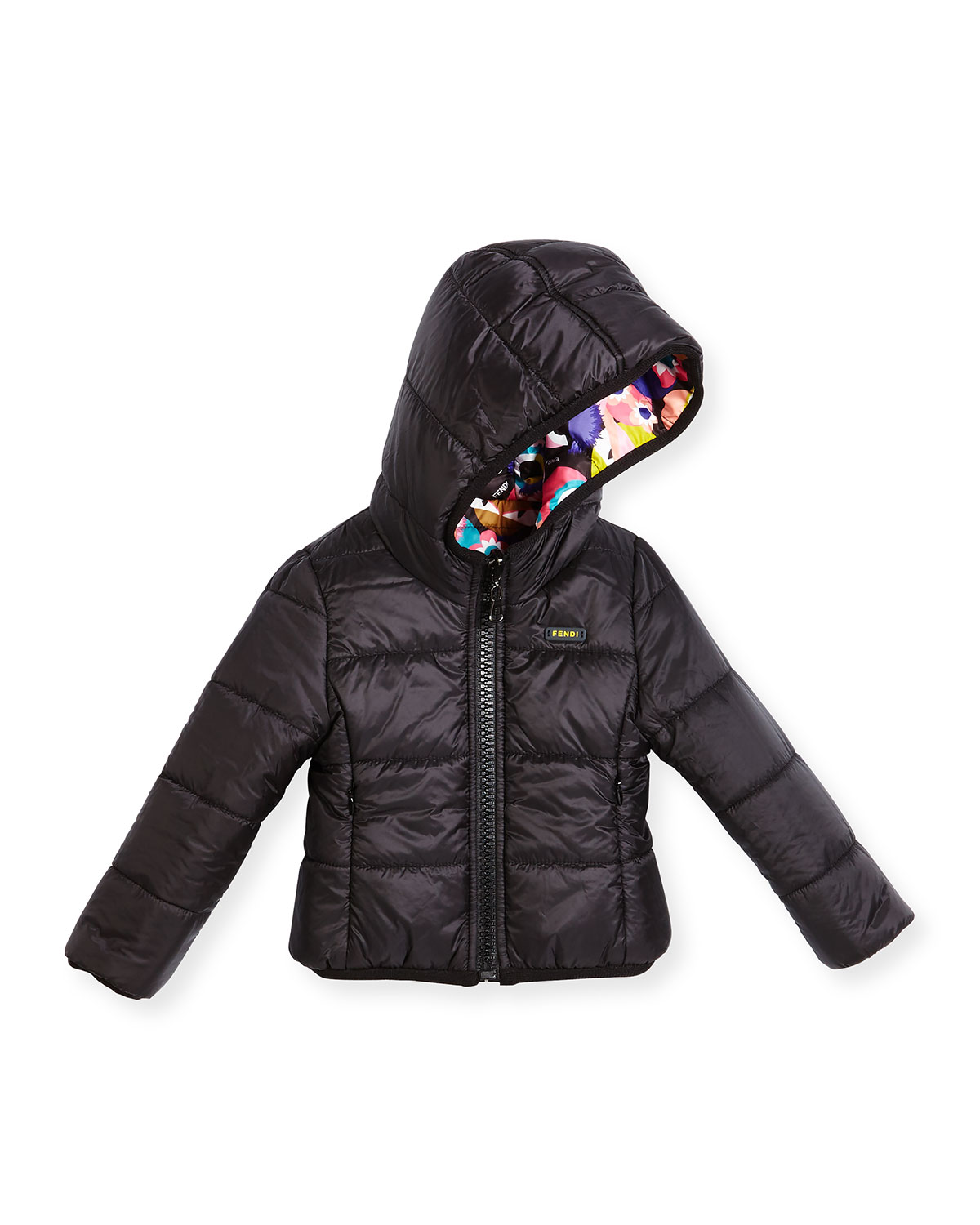 Floral Hooded Monster-Print Reversible Jacket, Multicolor, Size 2-5