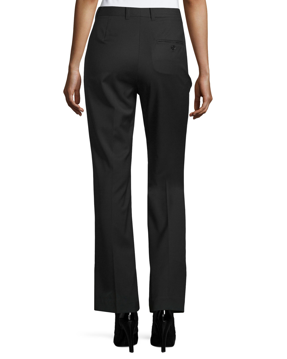 Boot-Cut Stove Pipe Trousers, Black