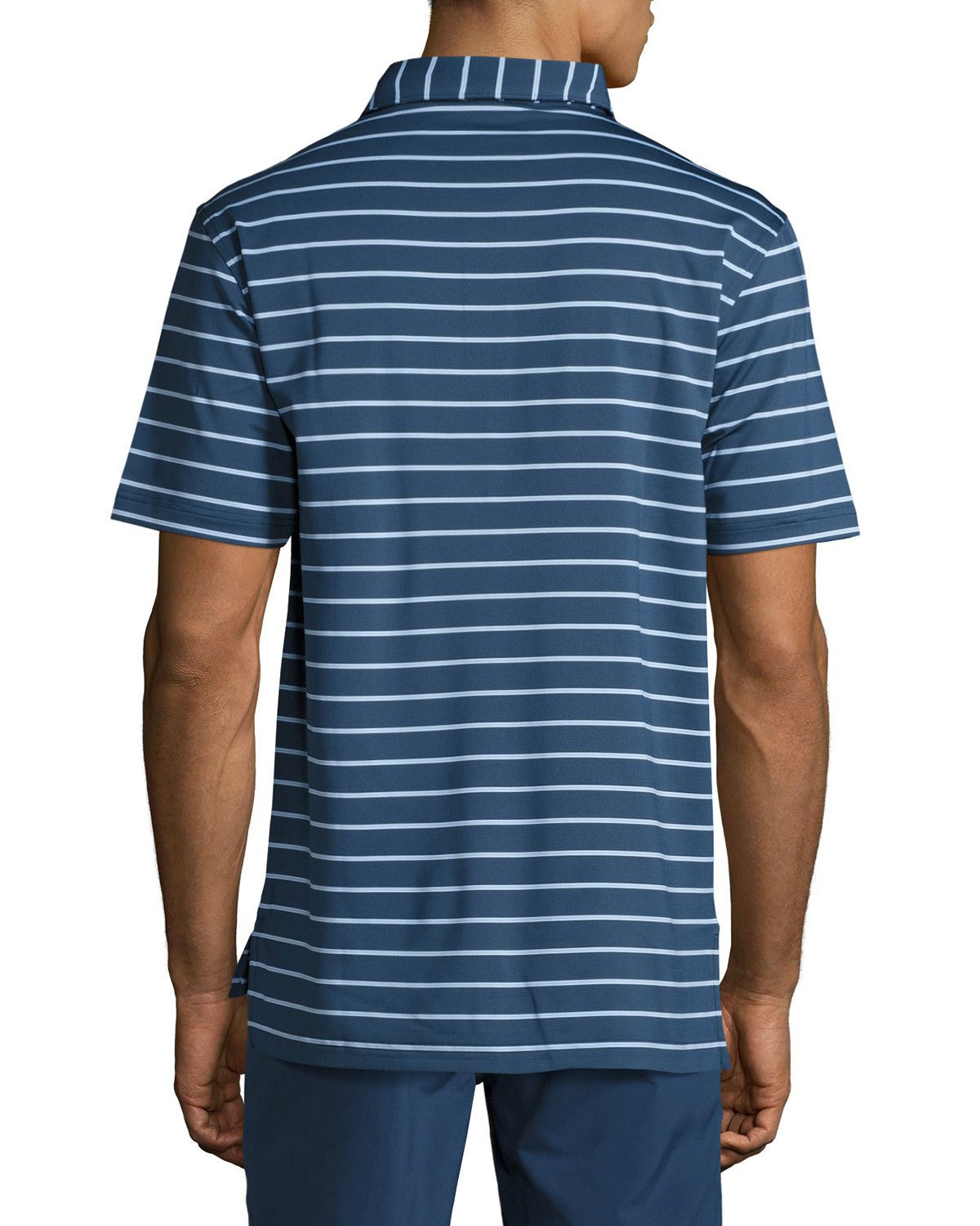 Tradeshow Striped Jersey Polo Shirt, Dark Blue