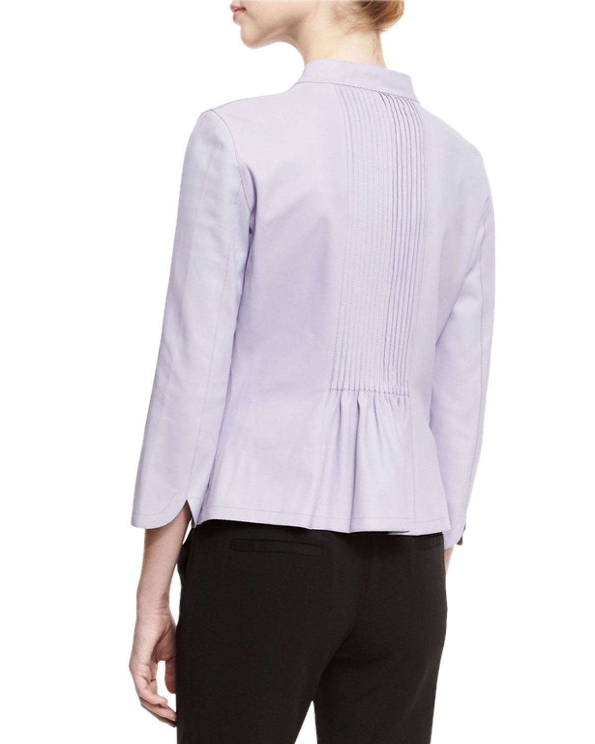 Pintucked Zip-Front Jacket, Lilac