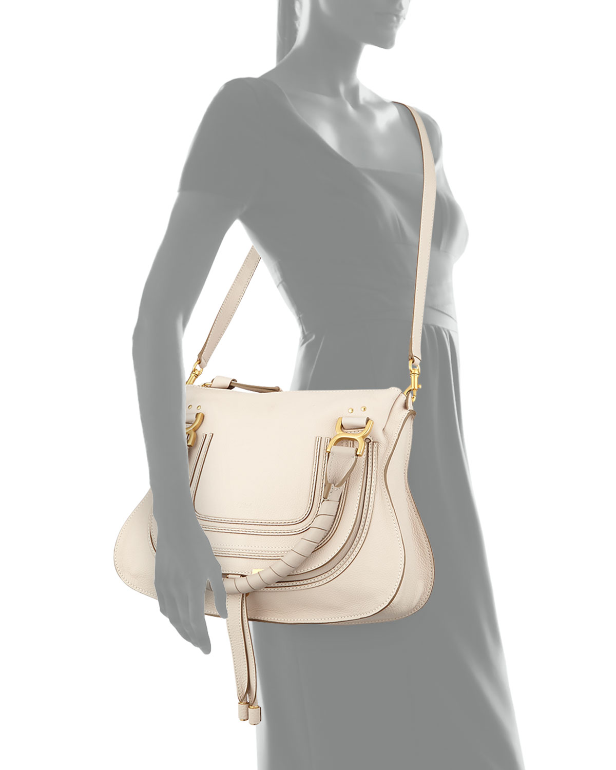 Marcie Medium Shoulder Bag, Cream