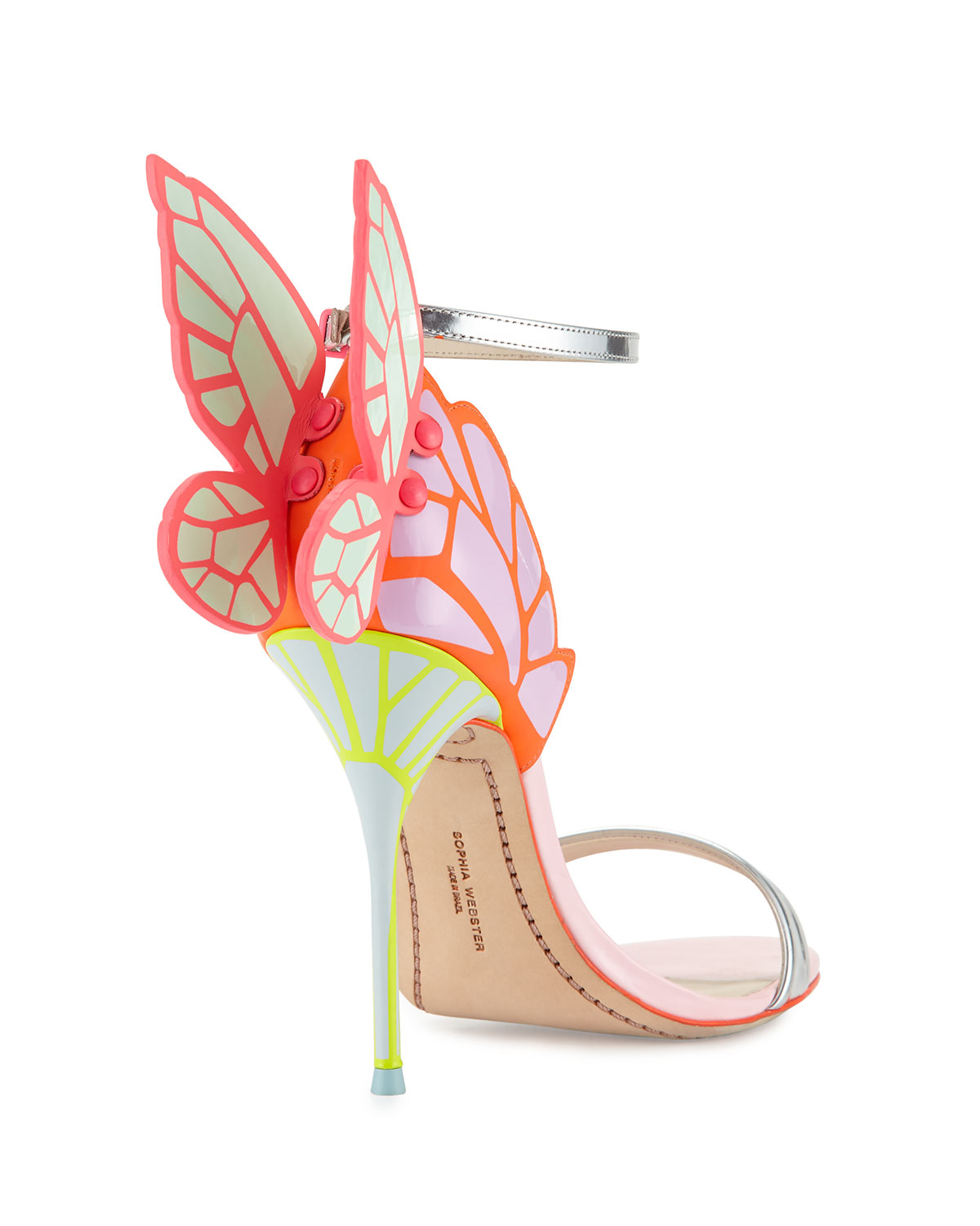 Chiara Butterfly Wing Ankle-Wrap Sandal, Orchid/Spearmint