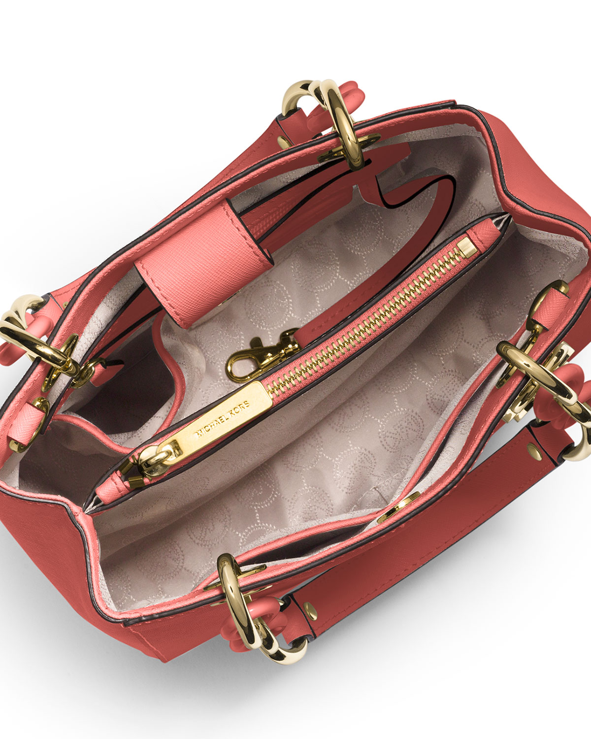Cynthia Small North-South Satchel Bag, Pink Grapefruit