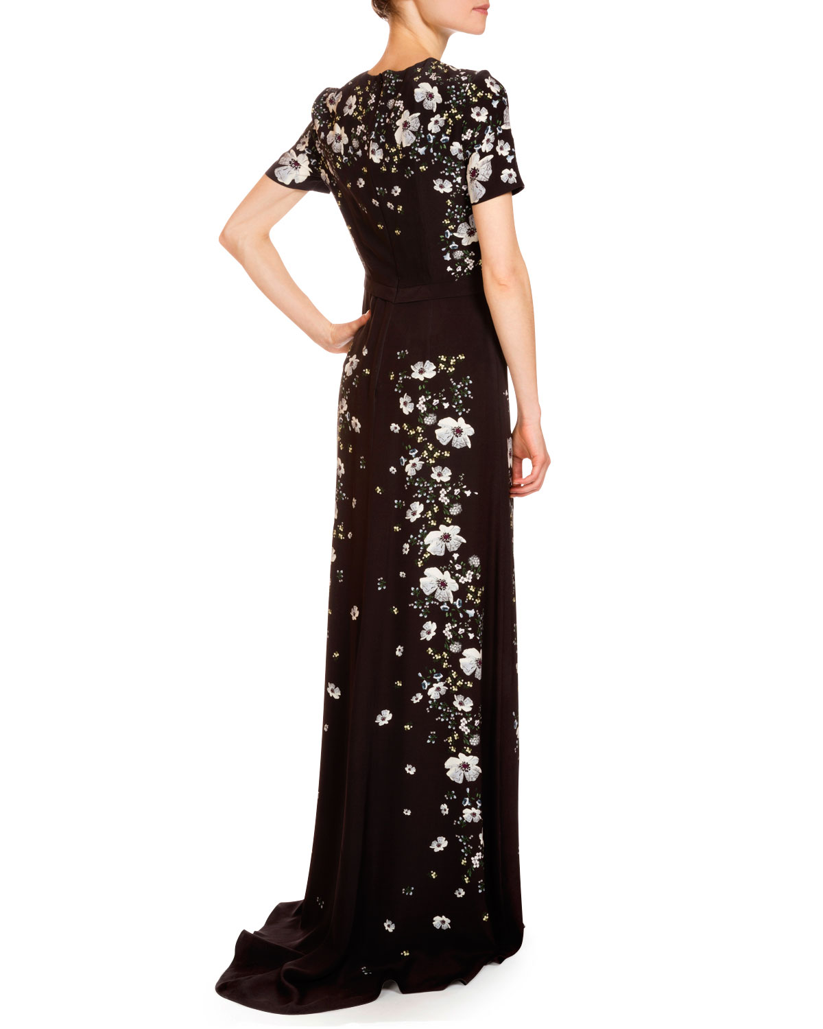 Samira Rose-Hip Printed Gown, Black/White