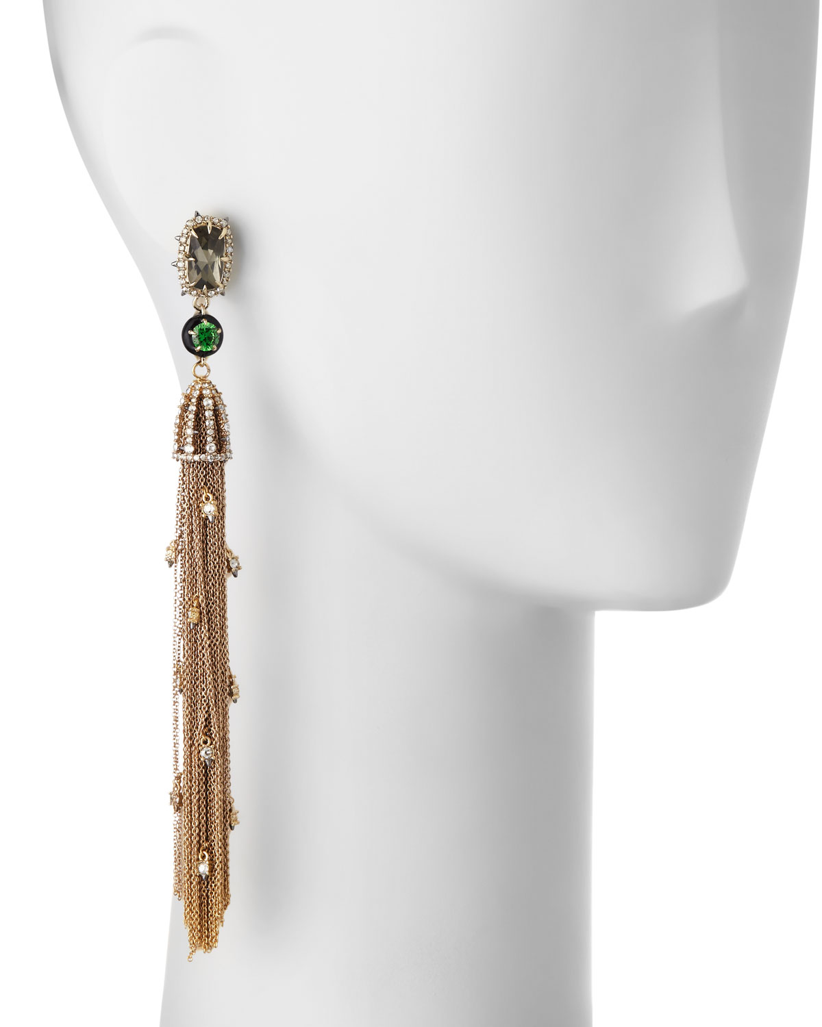 Cascading Golden Tassel Clip-On Earrings