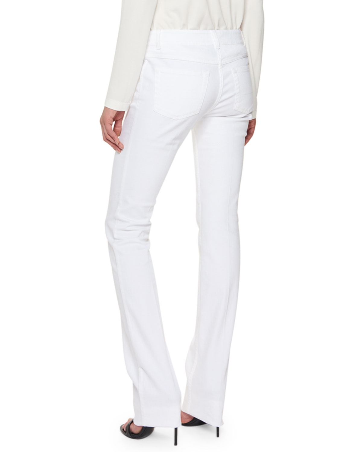 Mid-Rise Straight-Leg Jeans, White