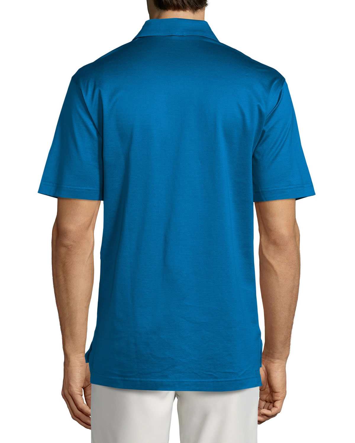 Solid Lisle-Knit Cotton Polo Shirt, Blue