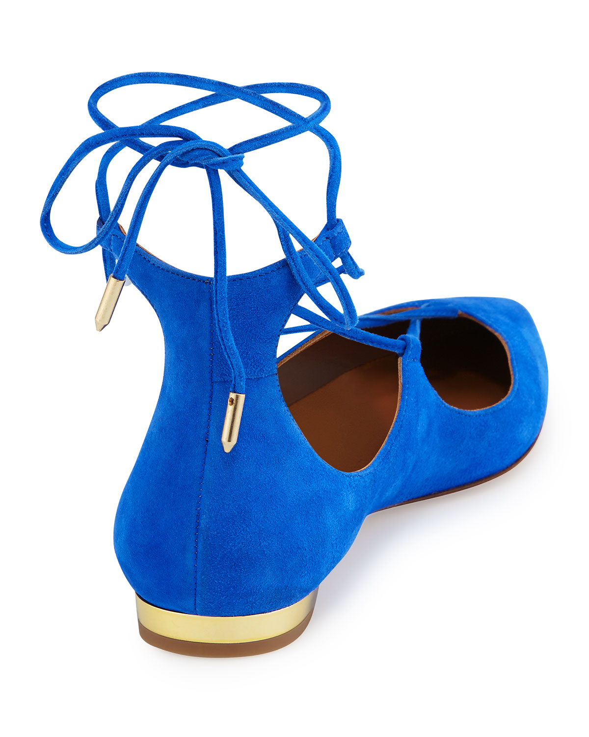 Christy Suede Lace-Up Pointed-Toe Flat, Mondrian Blue