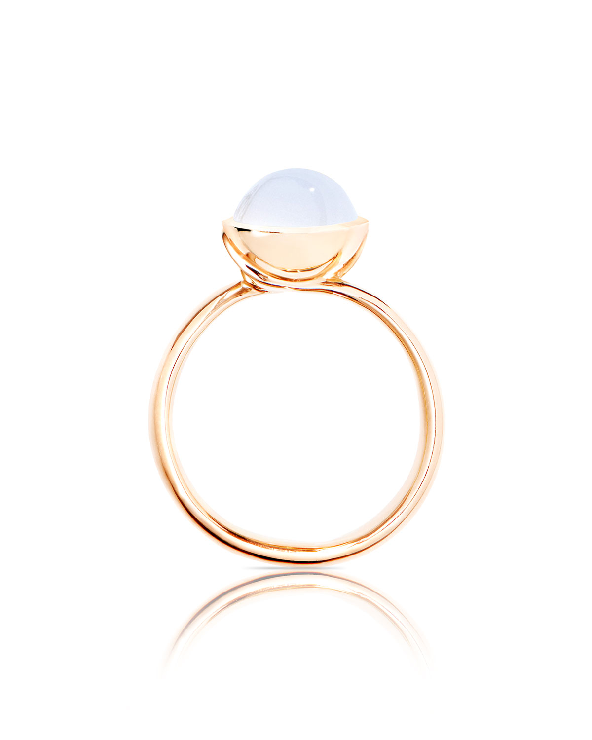 Bouton 8mm Rainbow Moonstone Cabochon Ring, Size 7/54