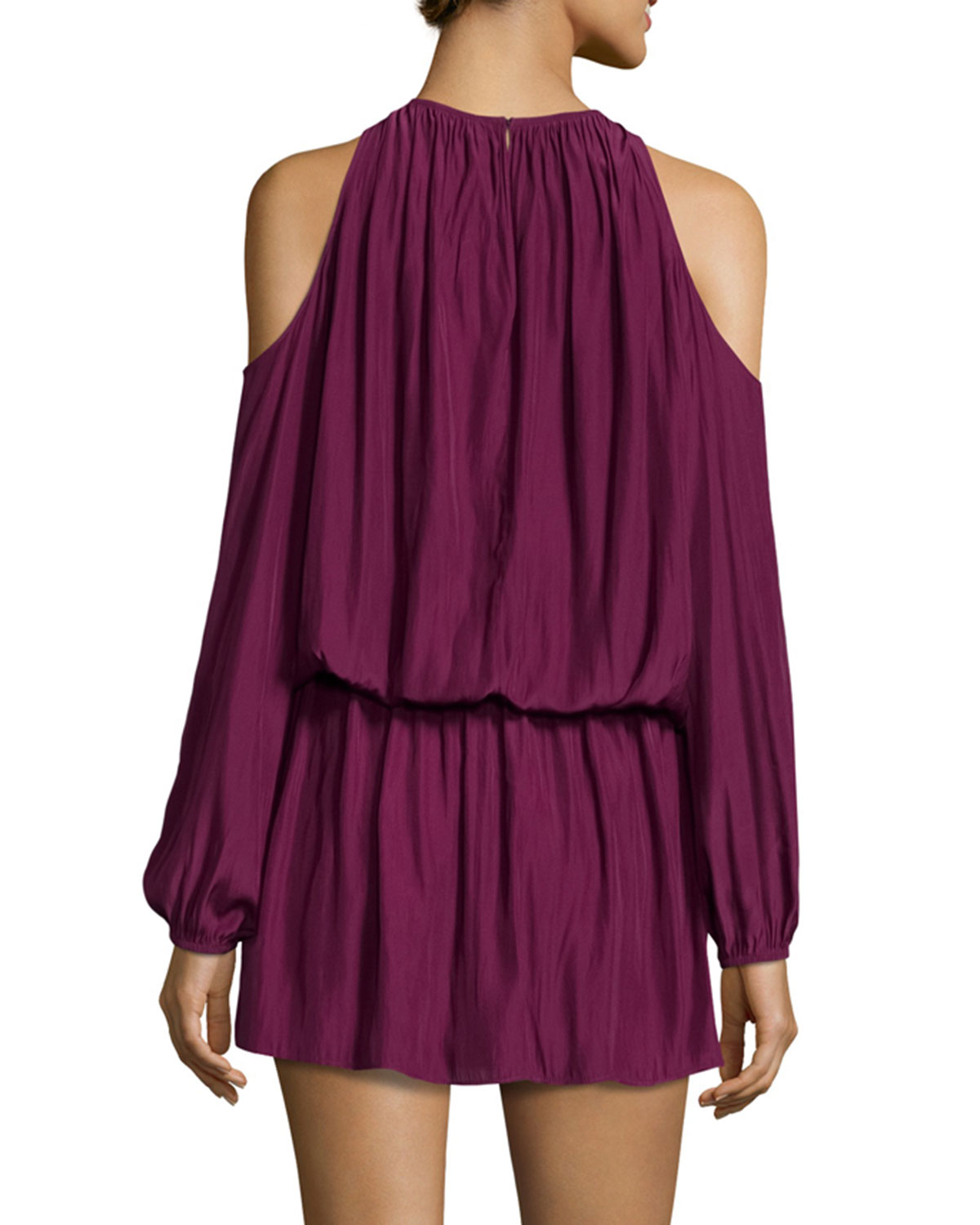 Lauren Cold-Shoulder Blouson Dress, Sangria