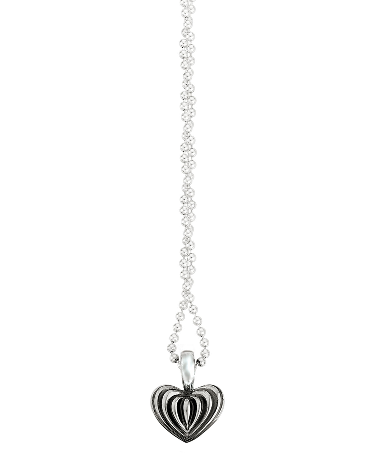 Fluted Heart Pendant Necklace, 34"L