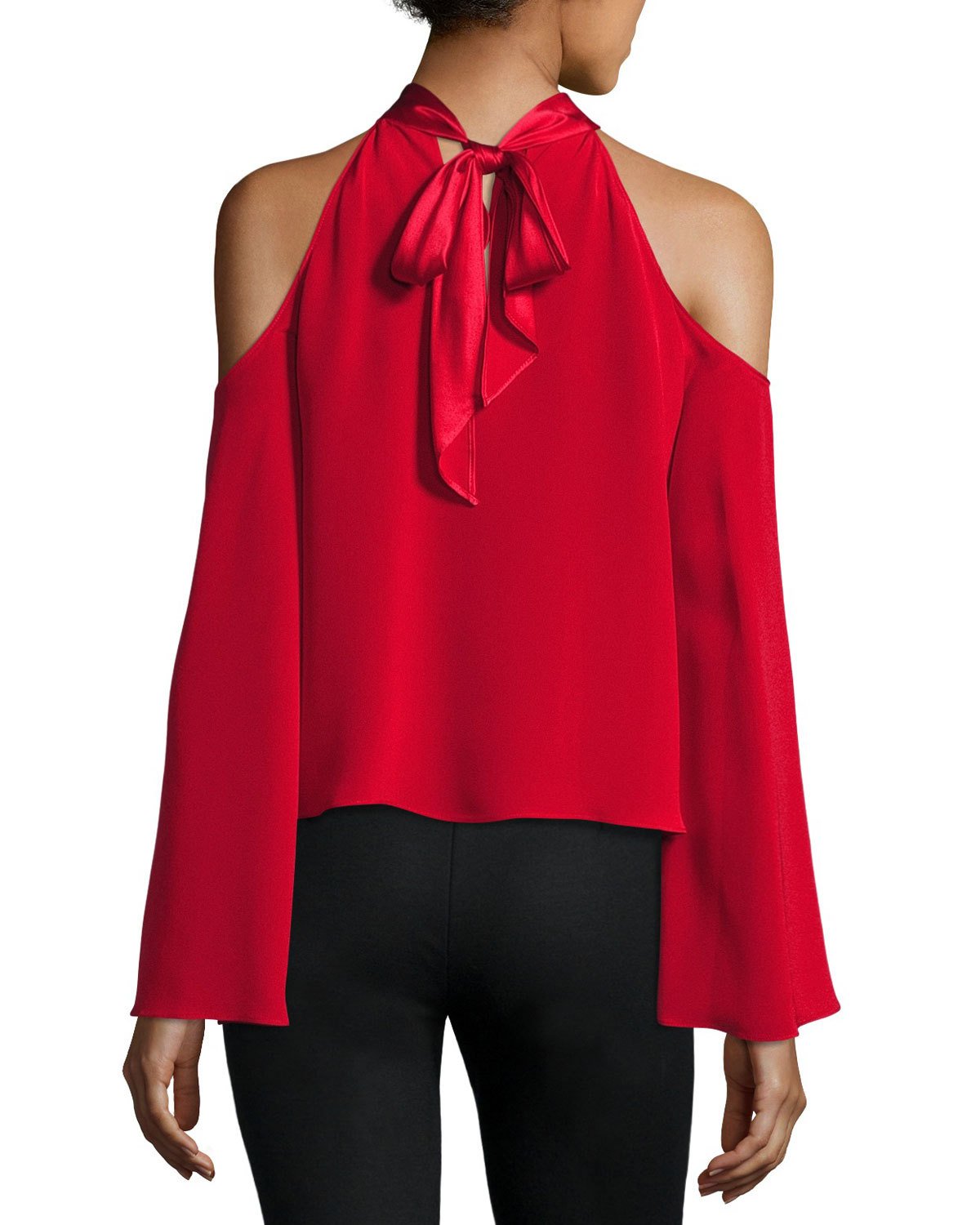 Serena Cold-Shoulder Tie-Neck Top