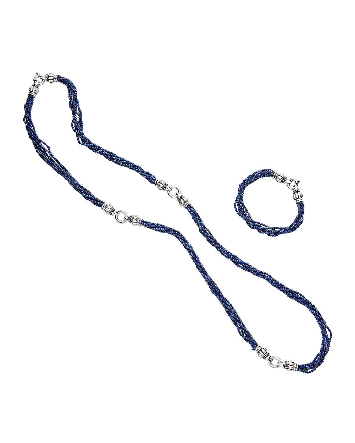 Caviar Icon Faceted Lapis Strand Necklace, 42"