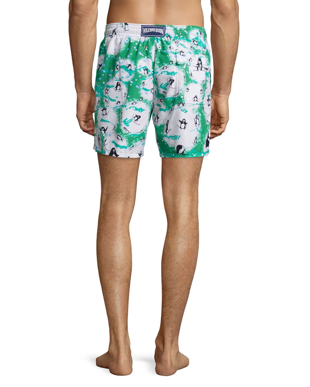 Moorea Happy Penguin-Print Swim Trunks
