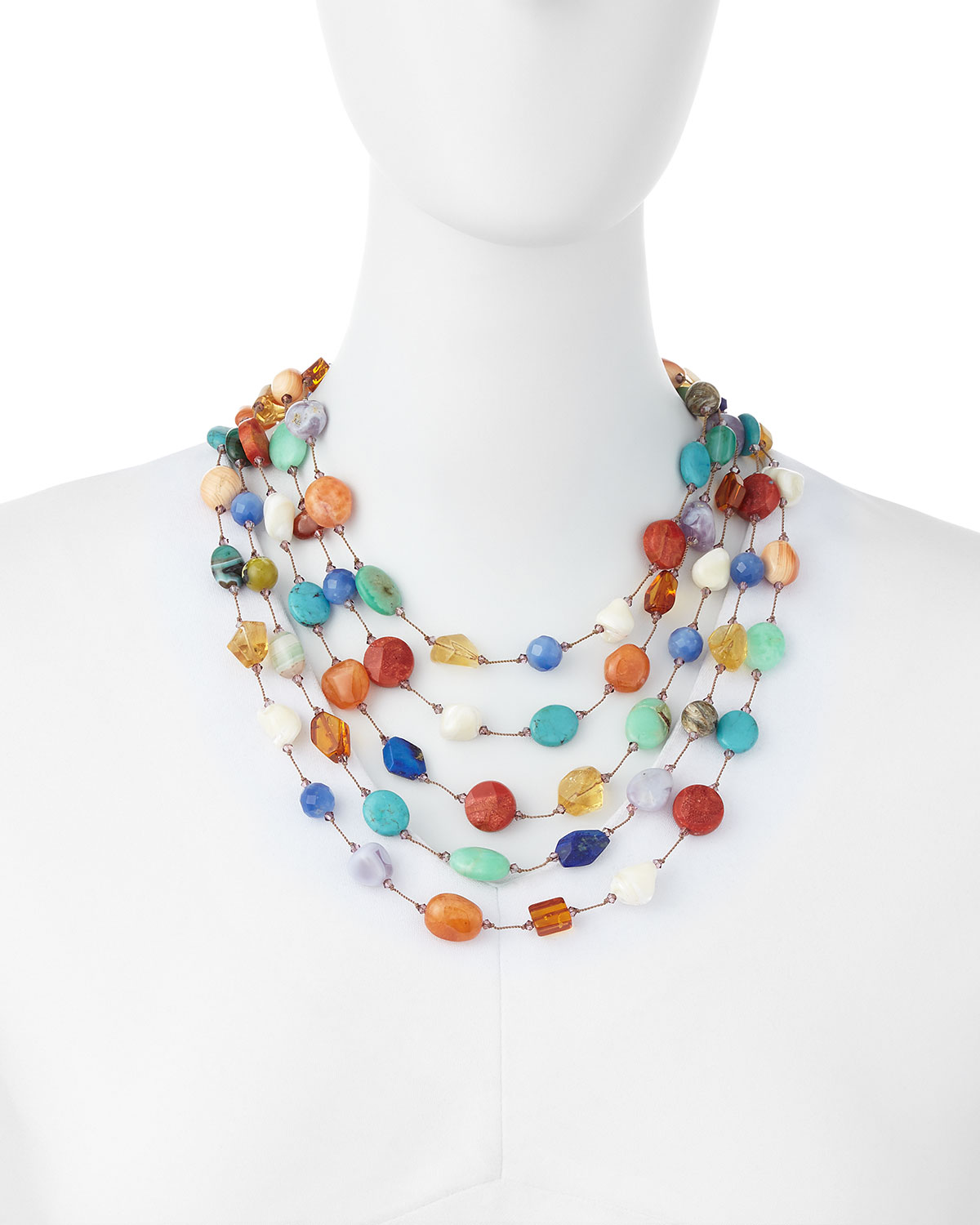 Carnival Five-Strand Multi-Stone Necklace