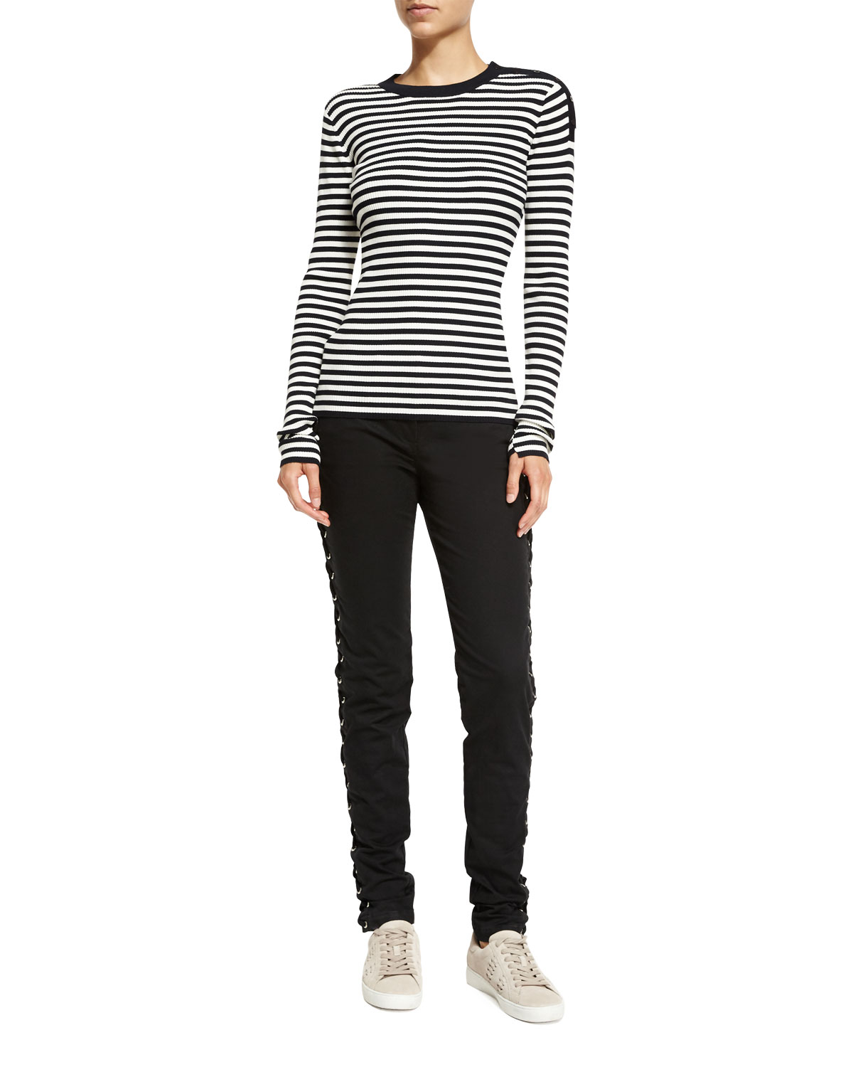 Dent Laced Skinny Jeans, Black