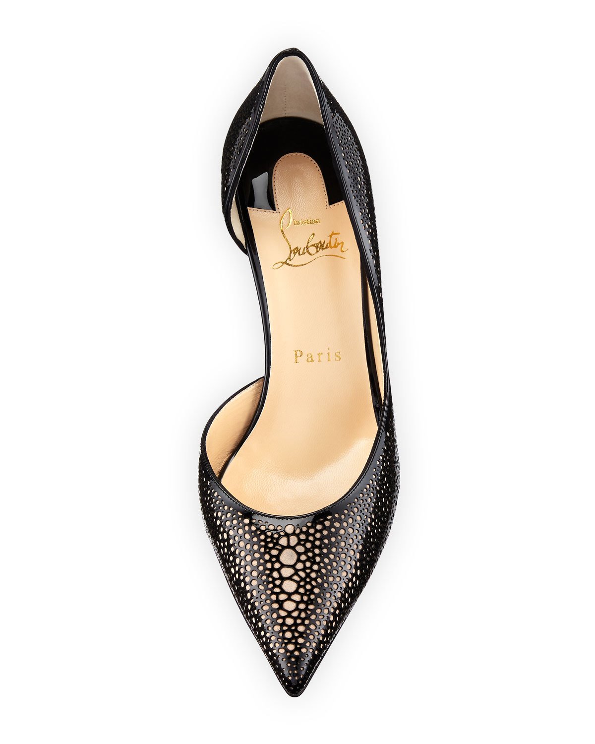 Galupump Laser-Cut Red Sole Pump, Black