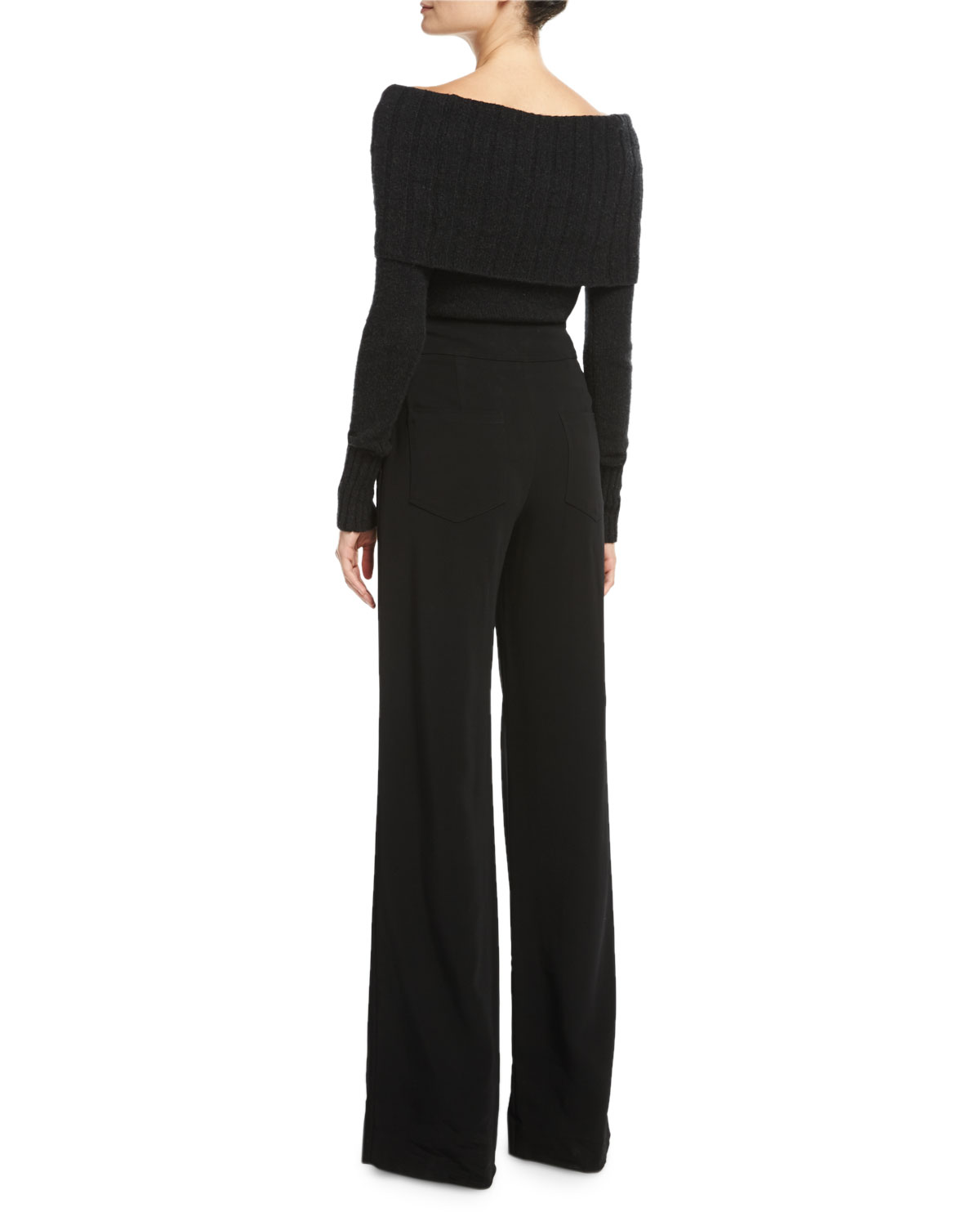 Debra High-Rise Wide-Leg Pants, Black