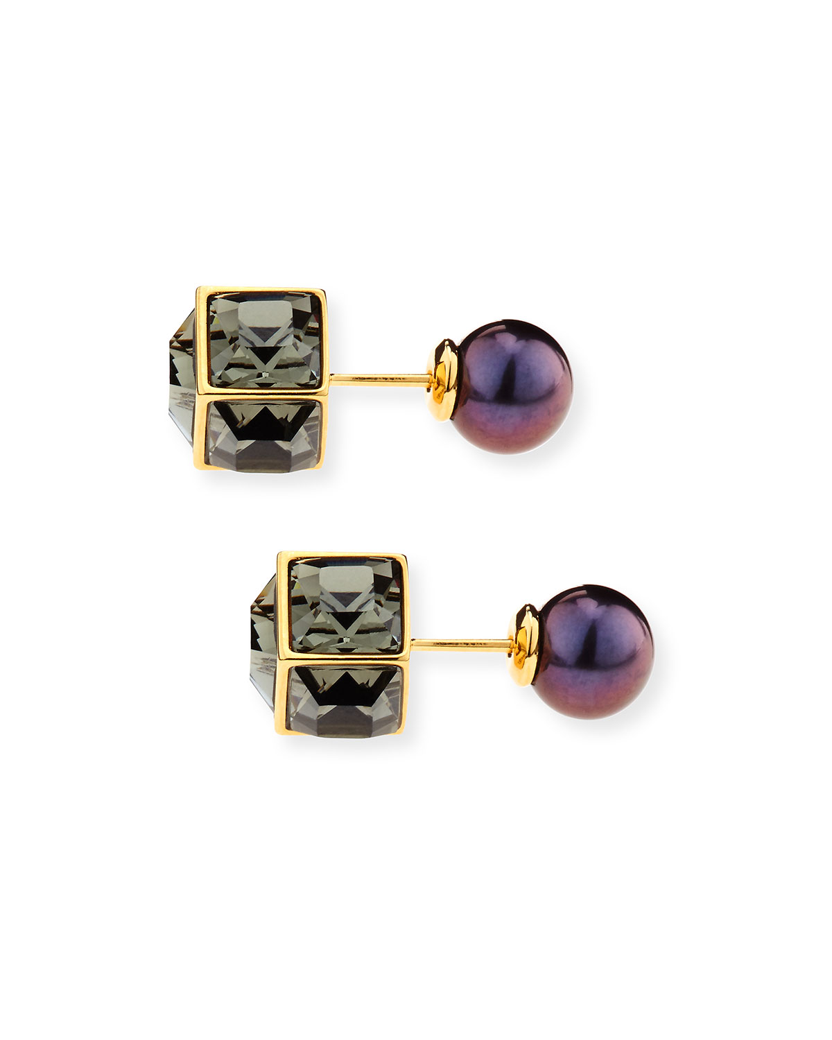 Double Cubo Gemma Pearl Earrings