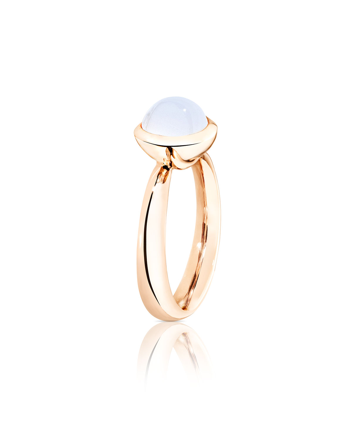 Bouton 8mm Rainbow Moonstone Cabochon Ring, Size 7/54