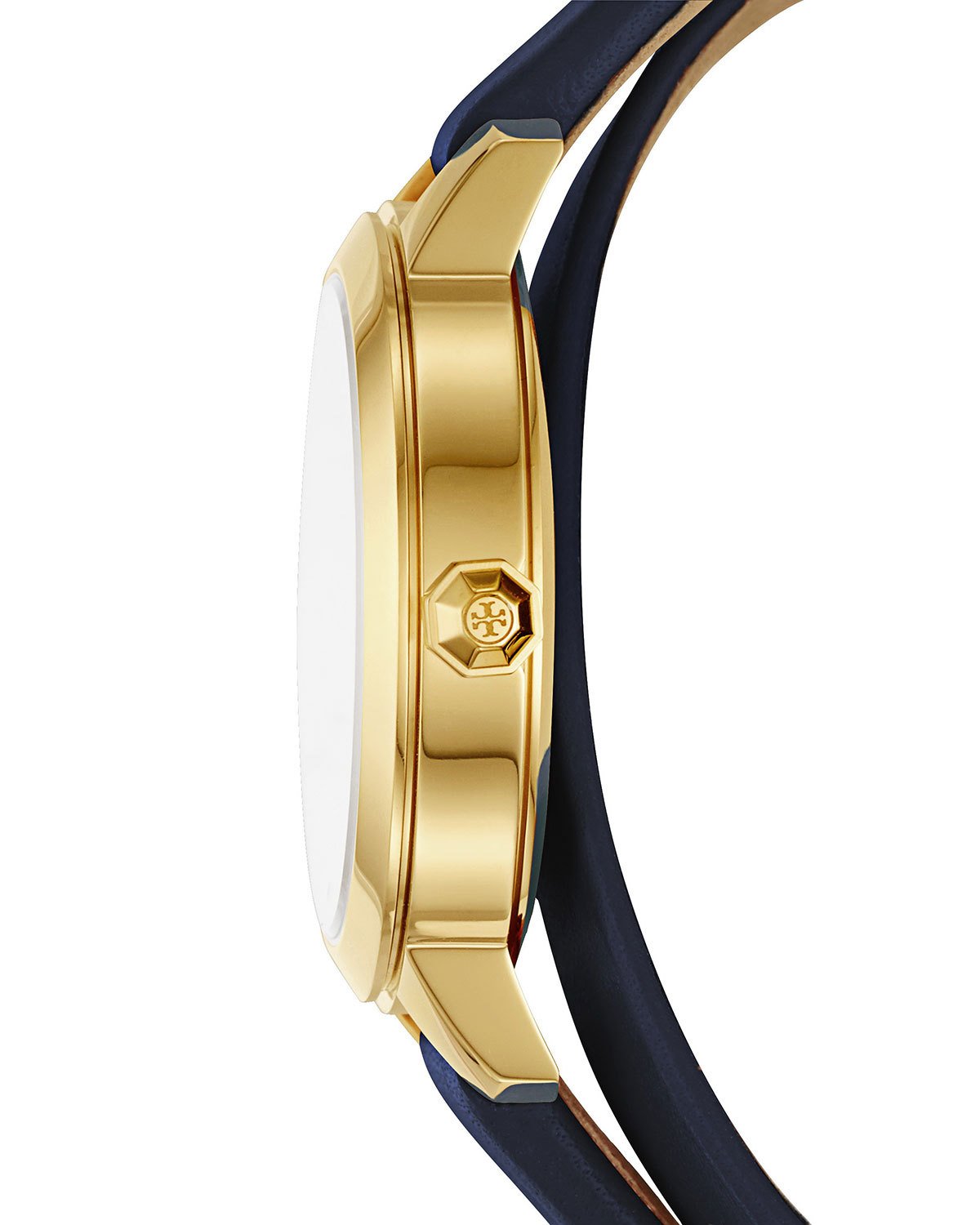 38mm collins double-wrap leather strap watch, tory navy