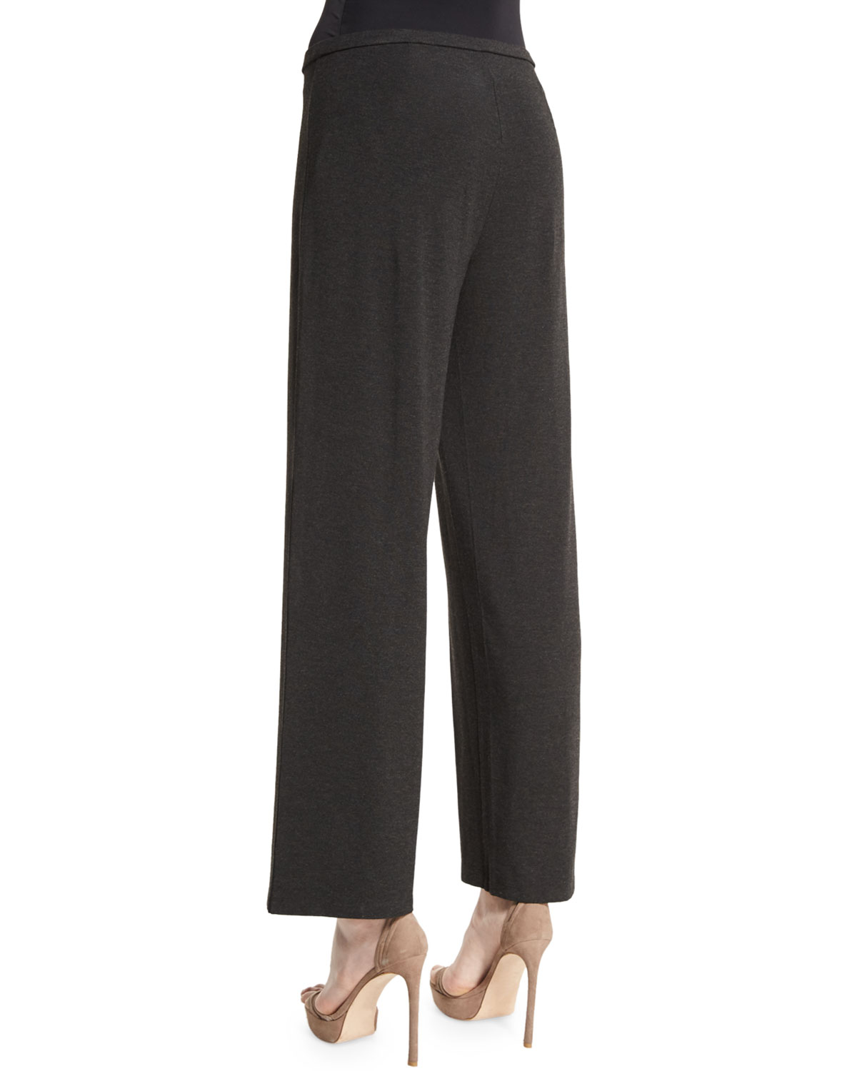 Straight-Leg Stretch Pants, Charcoal  