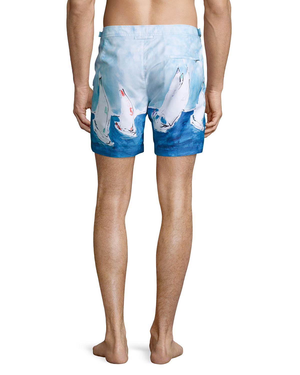 Bulldog Sailboat Race Swim Trunks, Medium Blue