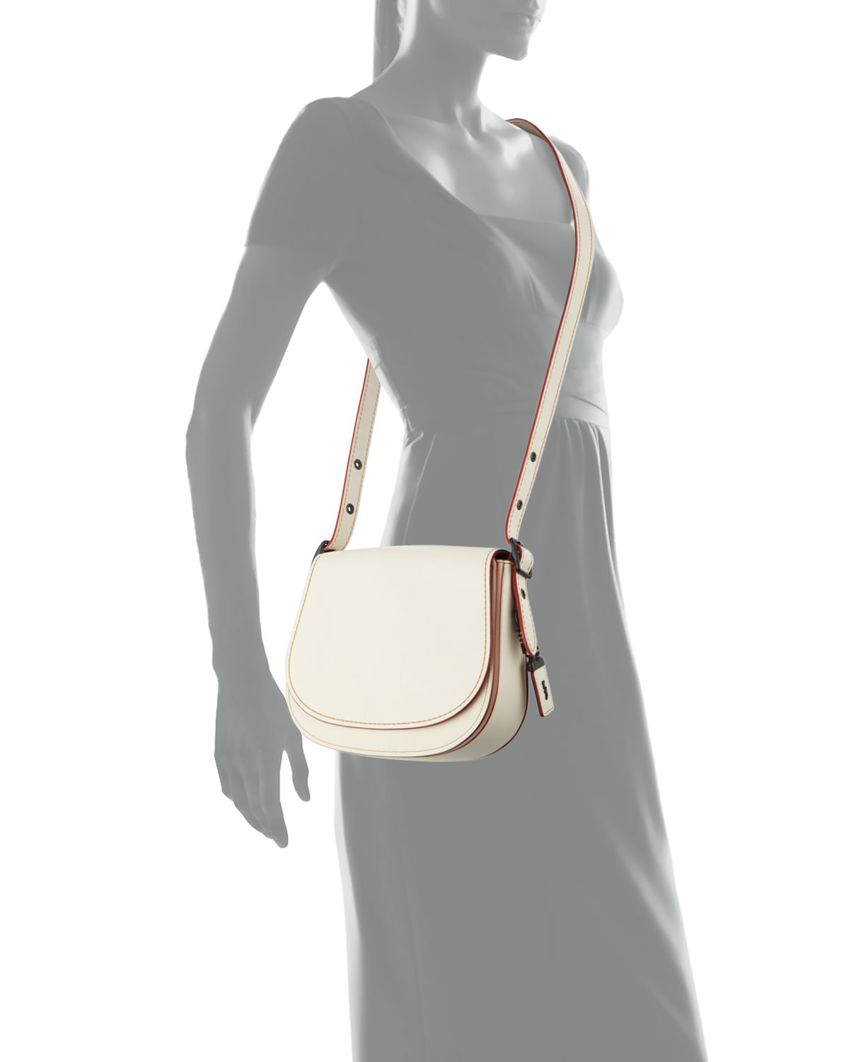 23 Leather Saddle Bag, Chalk