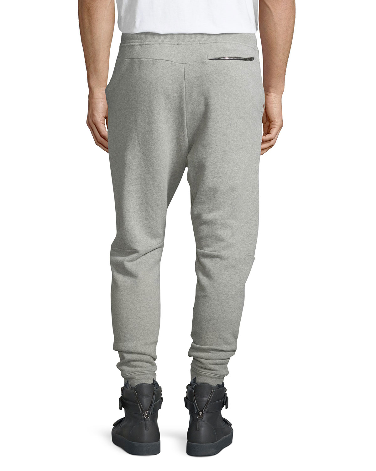 Natal Drawstring Moto Sweatpants, Gray