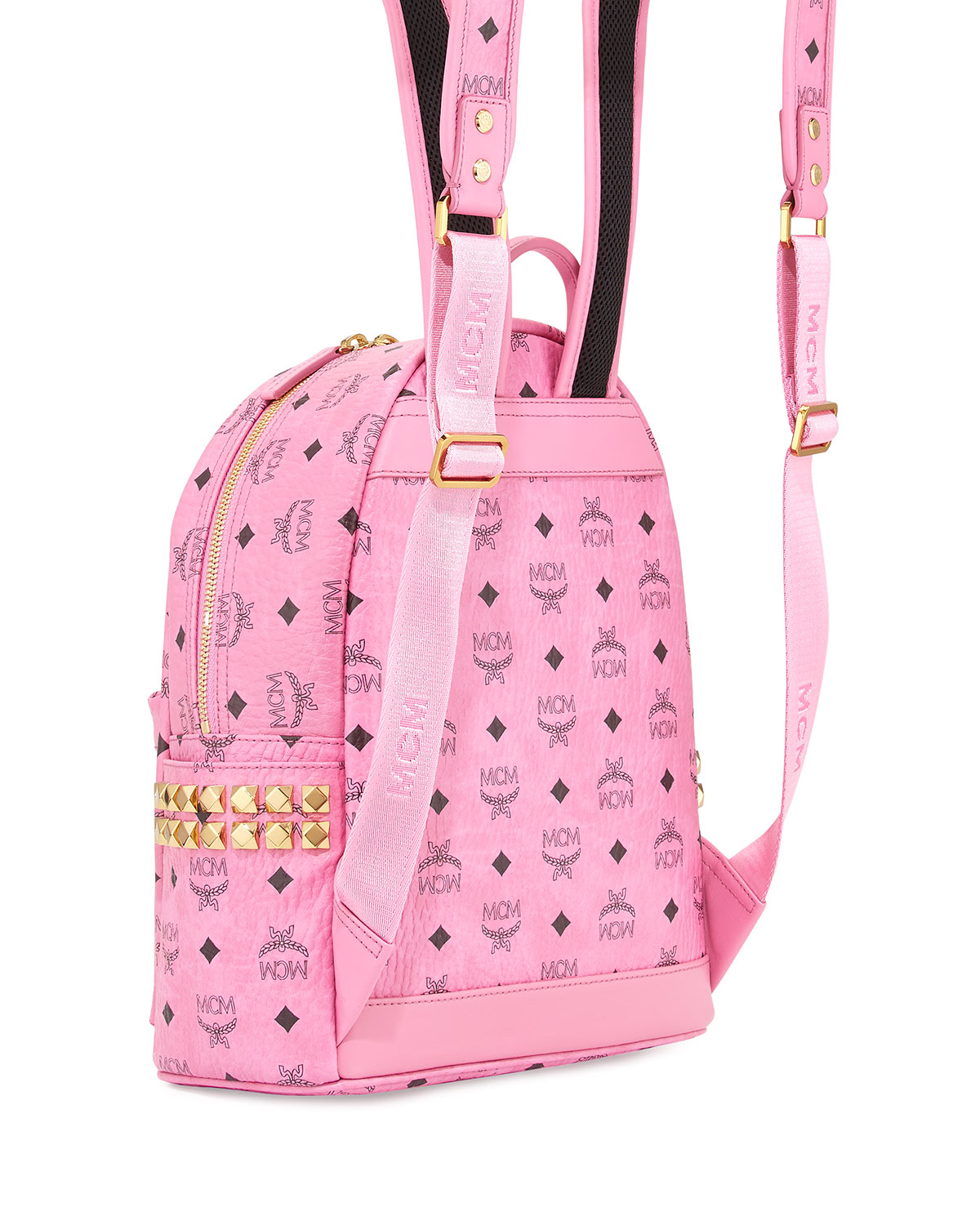 Stark Visetos Small Side-Stud Backpack, Pink