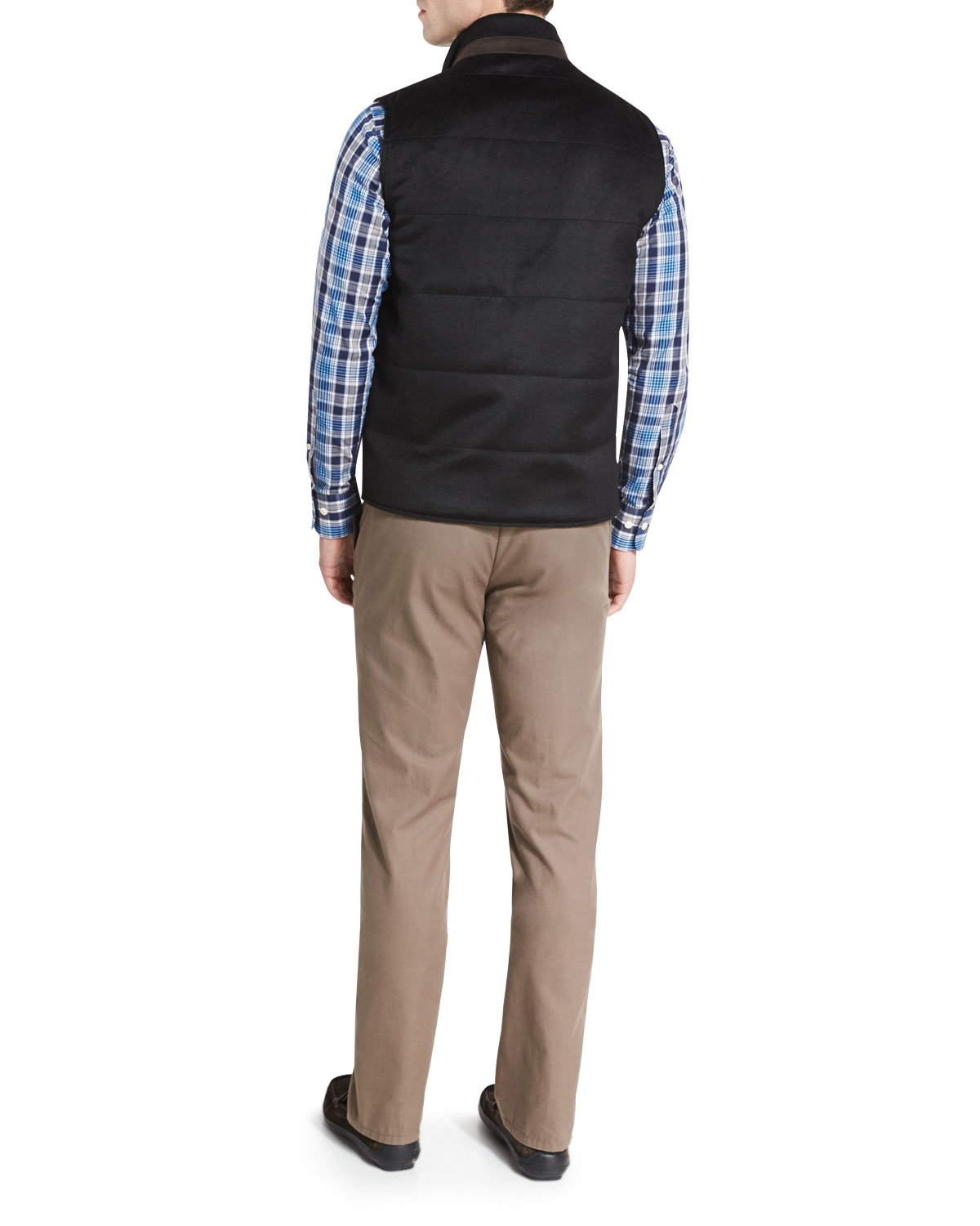 Greenwich Wool-Cashmere Quilted Vest, Black