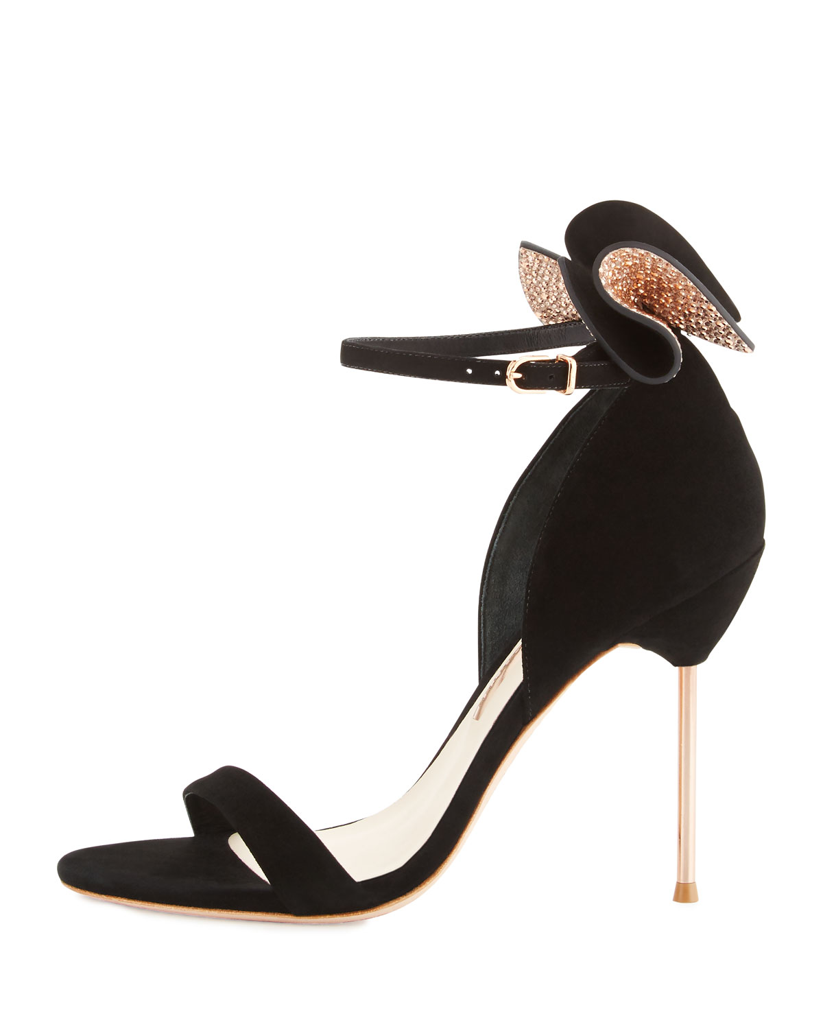 Maya Bow Suede 115mm Sandal, Black