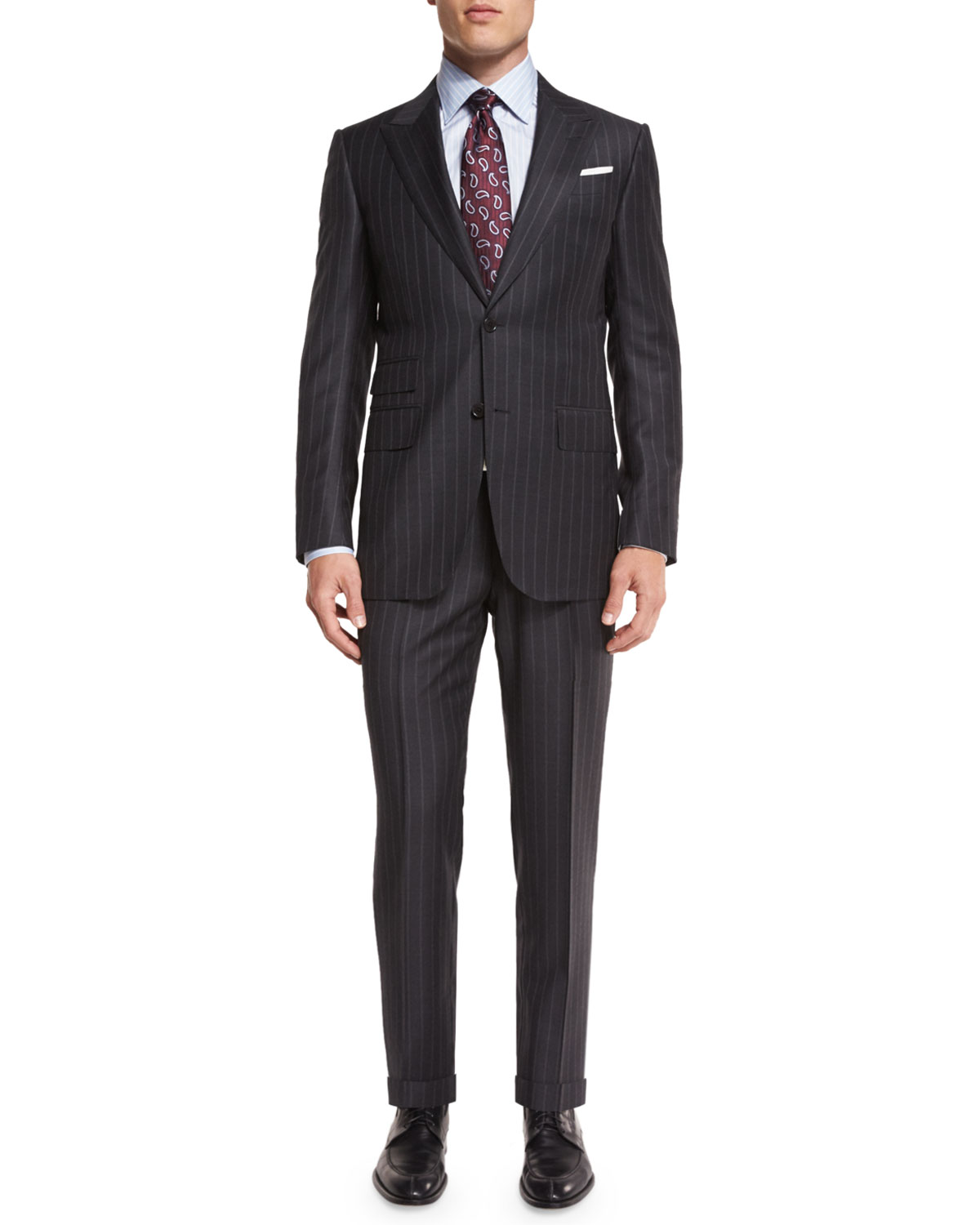 Chalk-Striped Two-Piece Suit, Gray