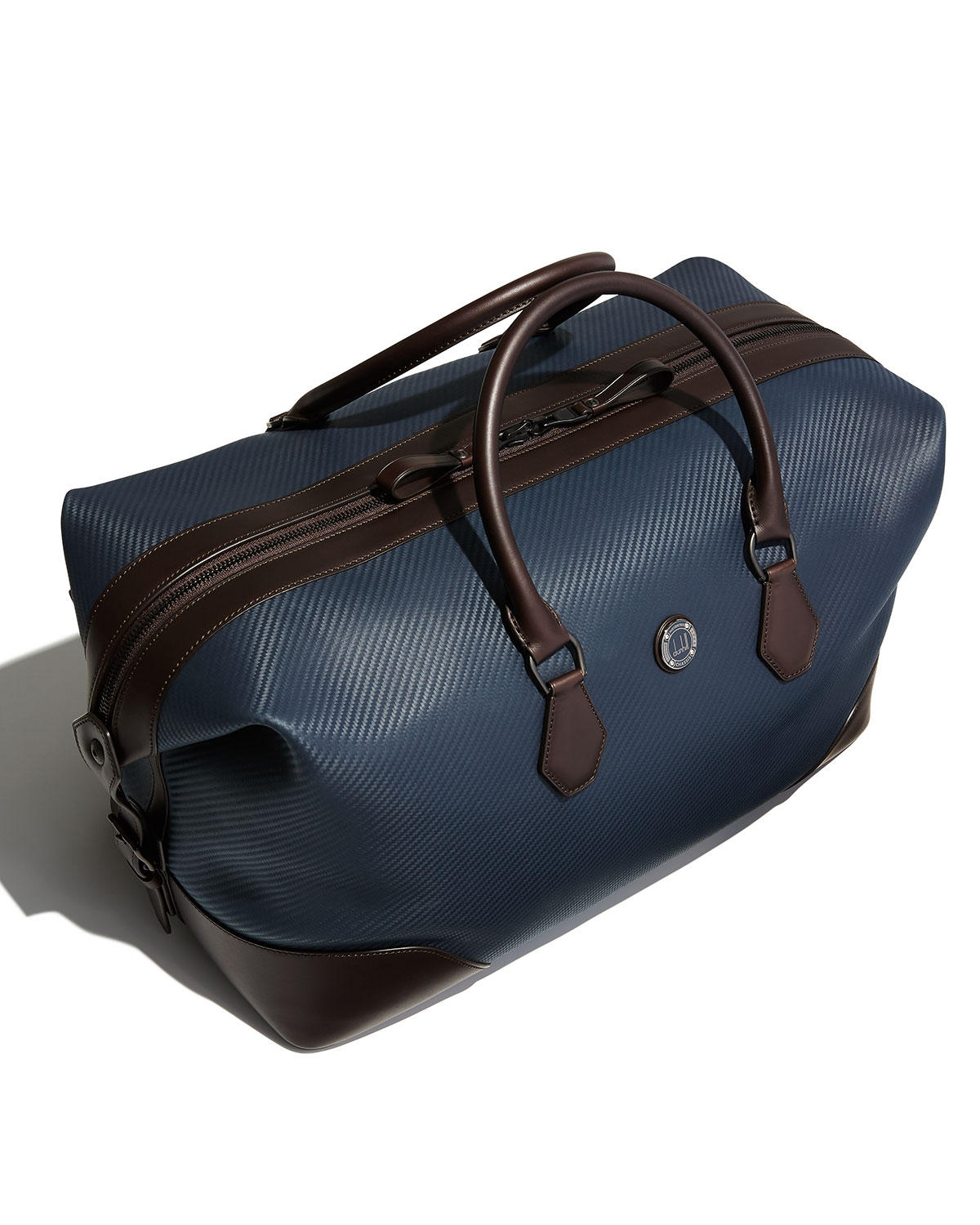 Chassis Leather Holdall Duffel Bag, Navy