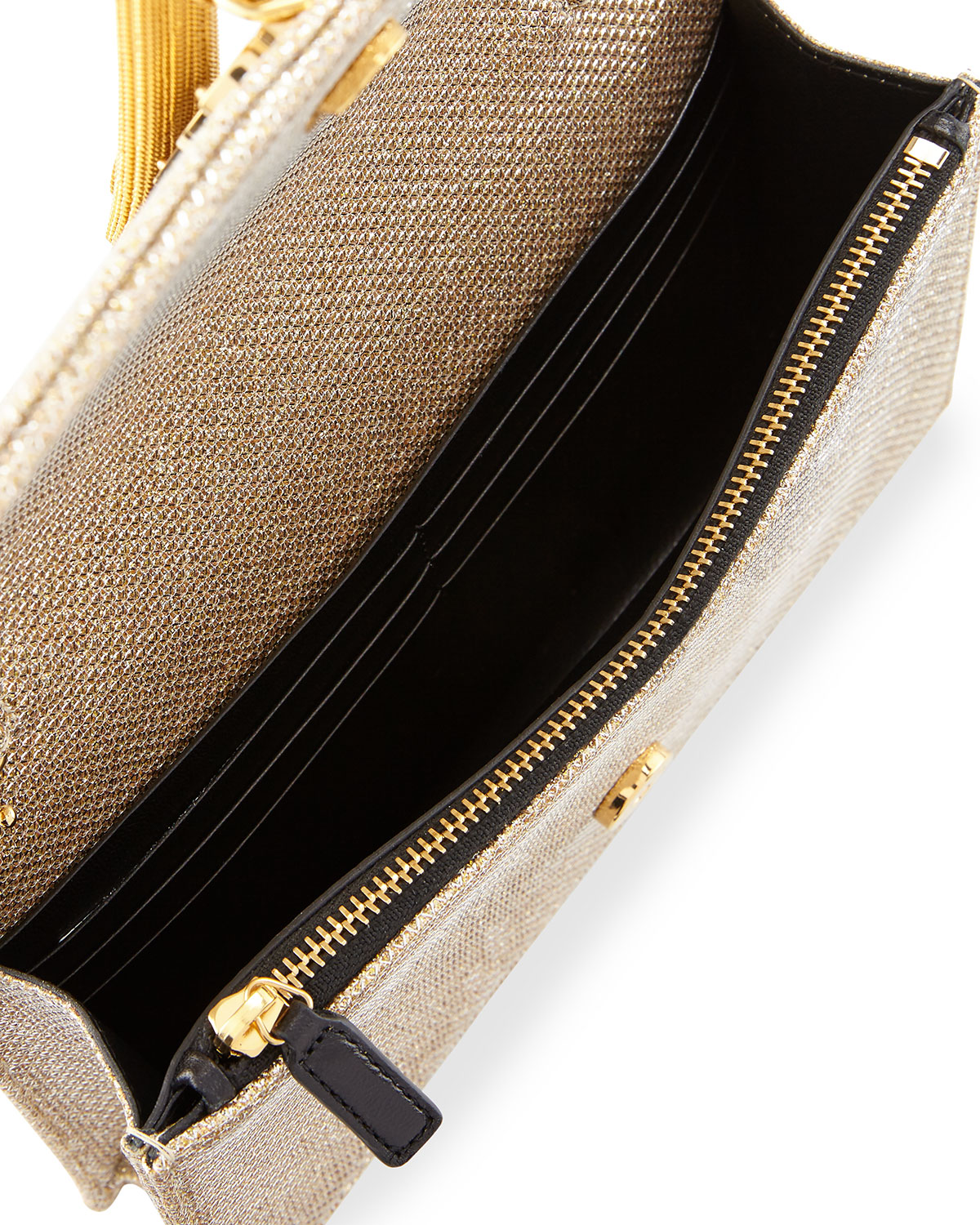 Kate Monogram Tassel Wallet on a Chain, Gold